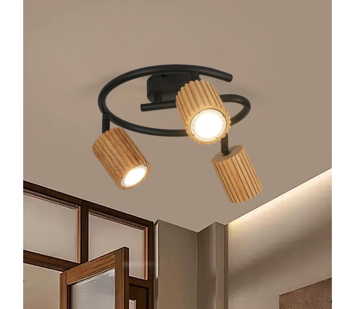 Brilagi Bodové svietidlo MODERN WOOD 3xGU10/8W/230V kaučukovník/čierna BRI375