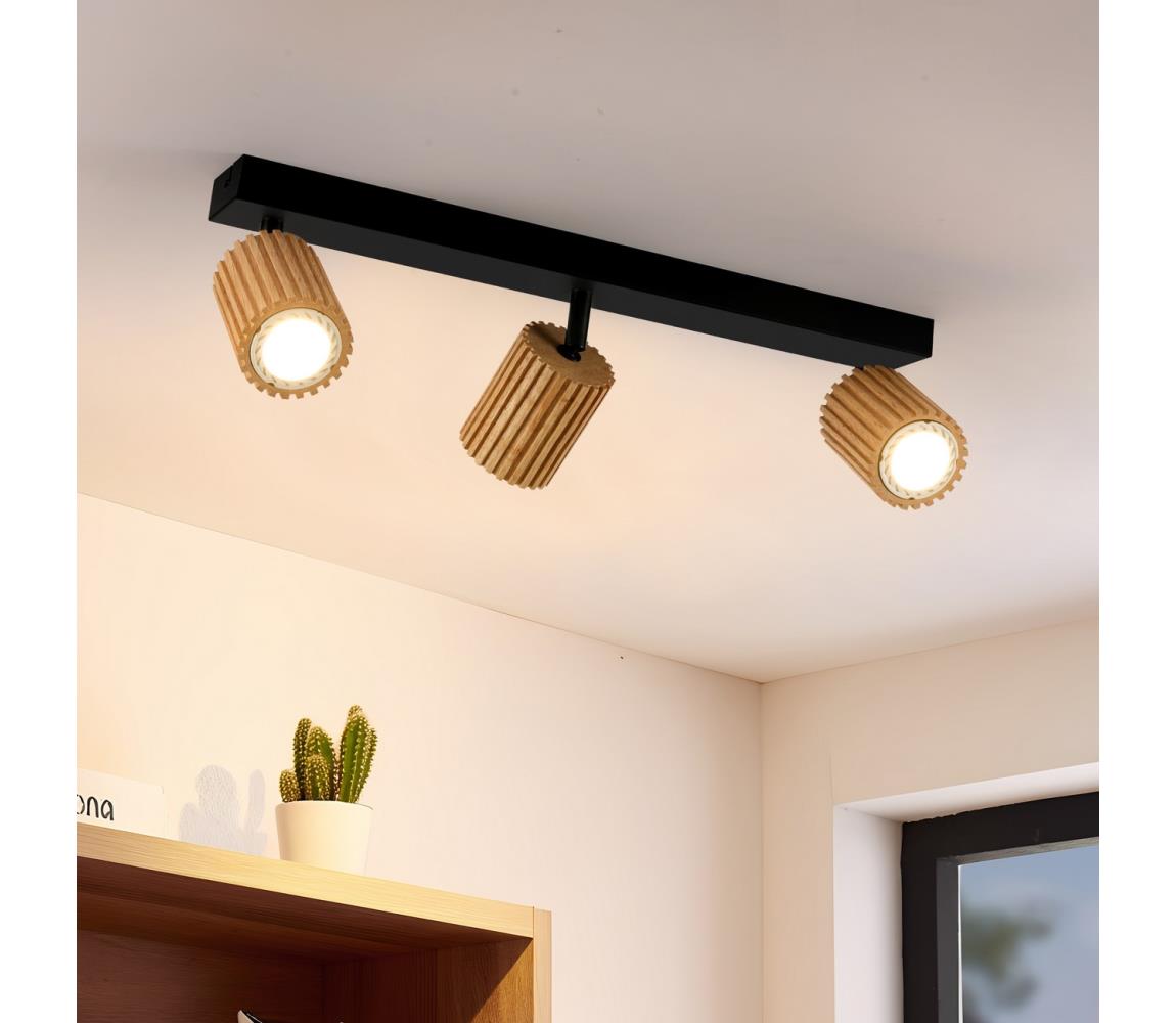 Brilagi Bodové svietidlo MODERN WOOD 3xGU10/8W/230V kaučukovník/čierna BRI378
