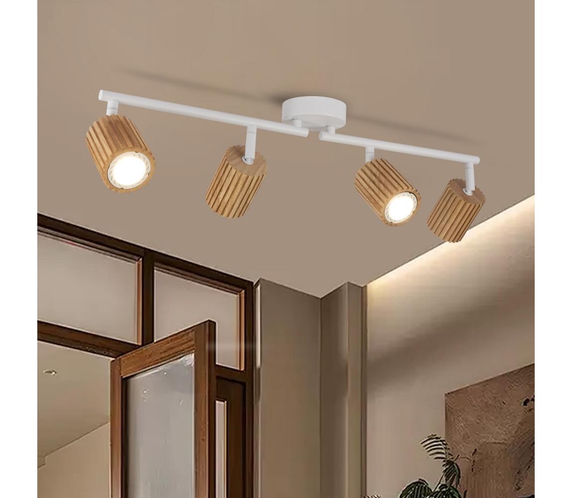 Brilagi Bodové svietidlo MODERN WOOD 4xGU10/8W/230V kaučukovník/biela BRI384