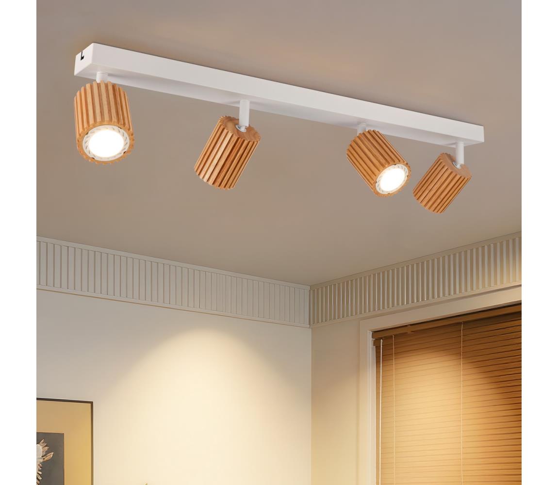 Brilagi Bodové svietidlo MODERN WOOD 4xGU10/8W/230V kaučukovník/biela BRI387