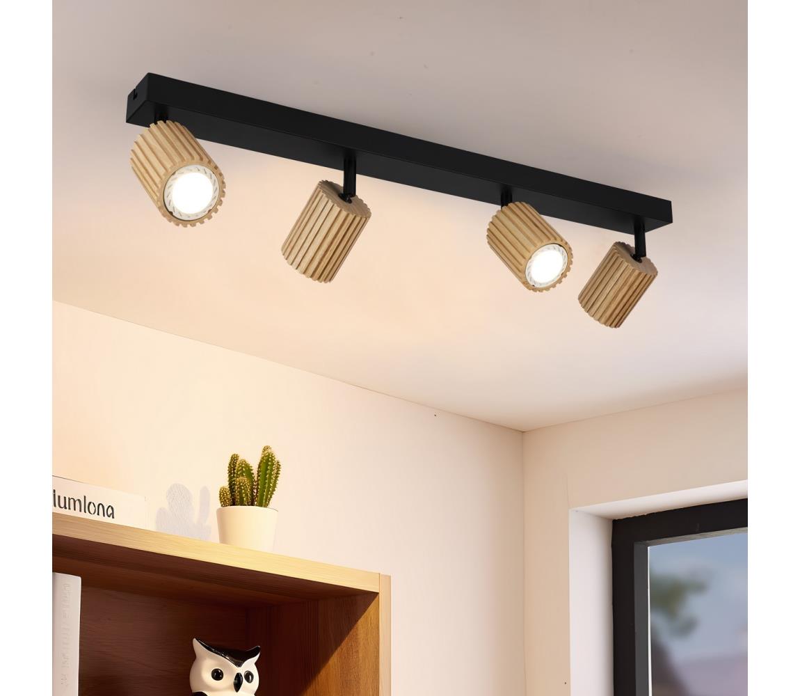 Brilagi Bodové svietidlo MODERN WOOD 4xGU10/8W/230V kaučukovník/čierna BRI379