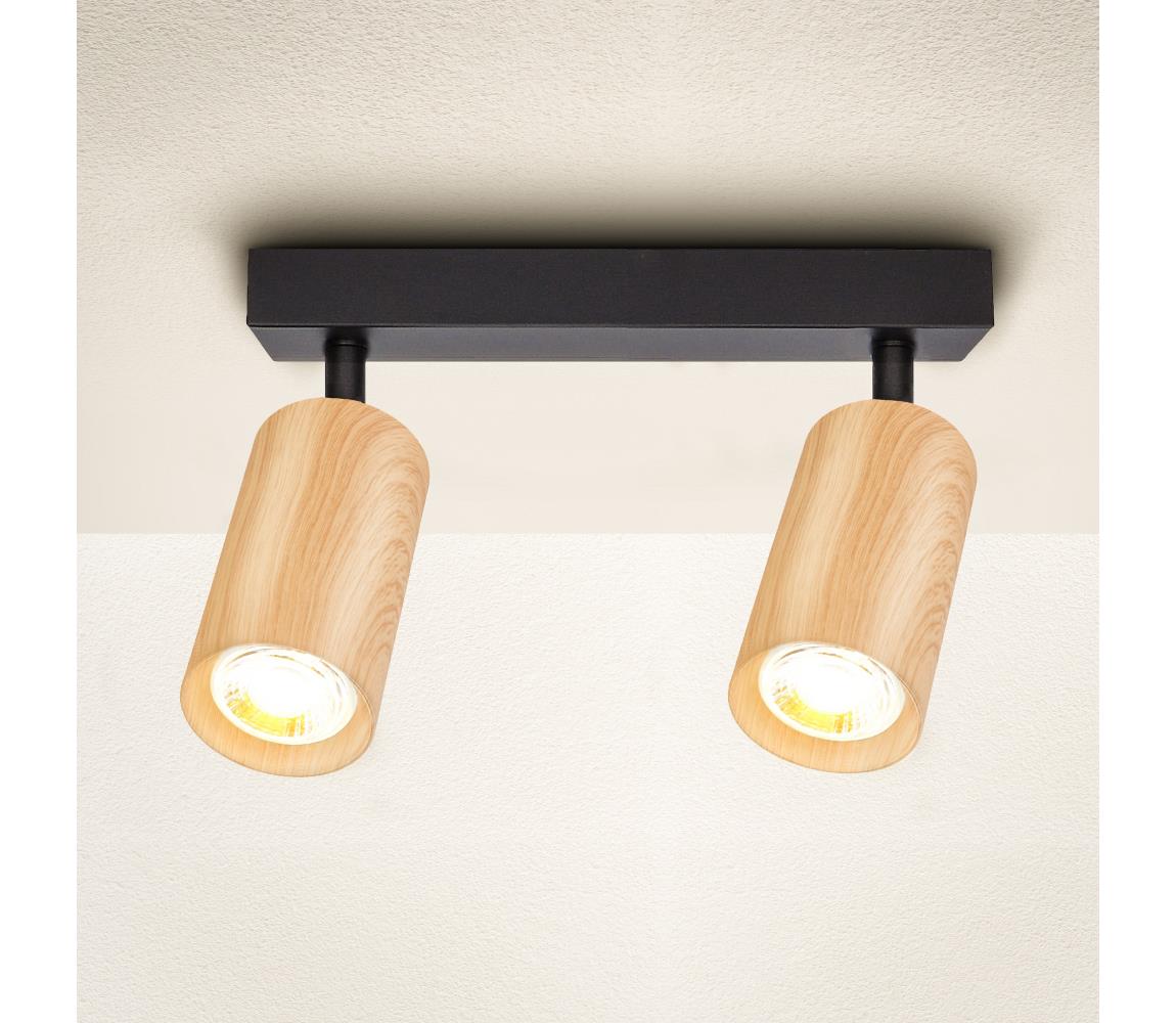 Brilagi Bodové svietidlo SELE 2xGU10/30W/230V čierna/dekor duba