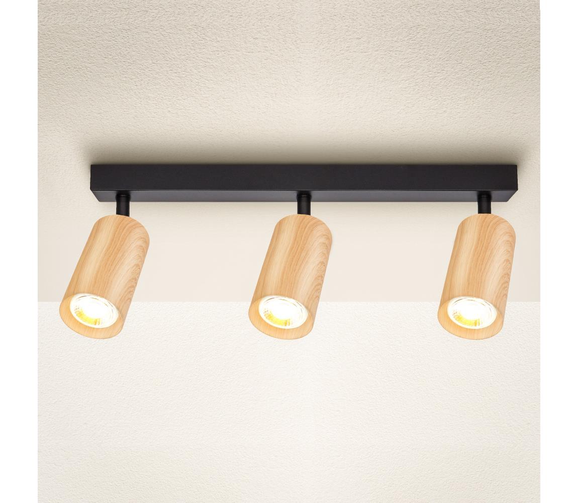 Brilagi Bodové svietidlo SELE 3xGU10/30W/230V čierna/dekor duba