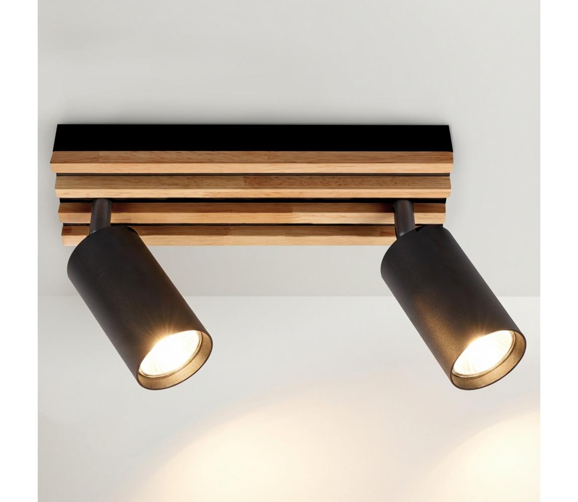 Brilagi Bodové svietidlo SELE WOOD 2xGU10/30W/230V čierna/drevo WO-OEM-25CF-B02-BK
