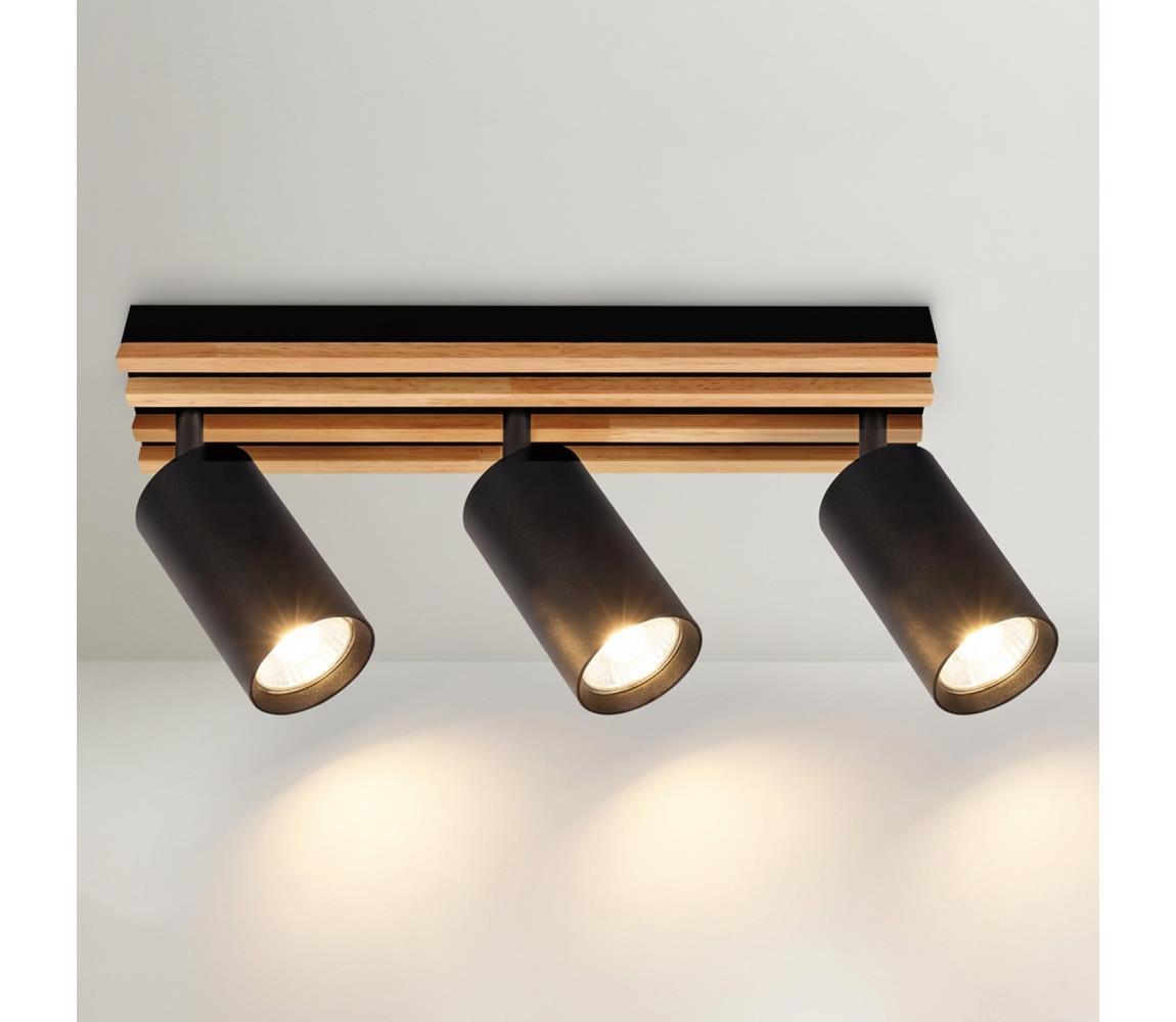 Brilagi Bodové svietidlo SELE WOOD 3xGU10/30W/230V čierna/drevo WO-OEM-25CF-B03-BK