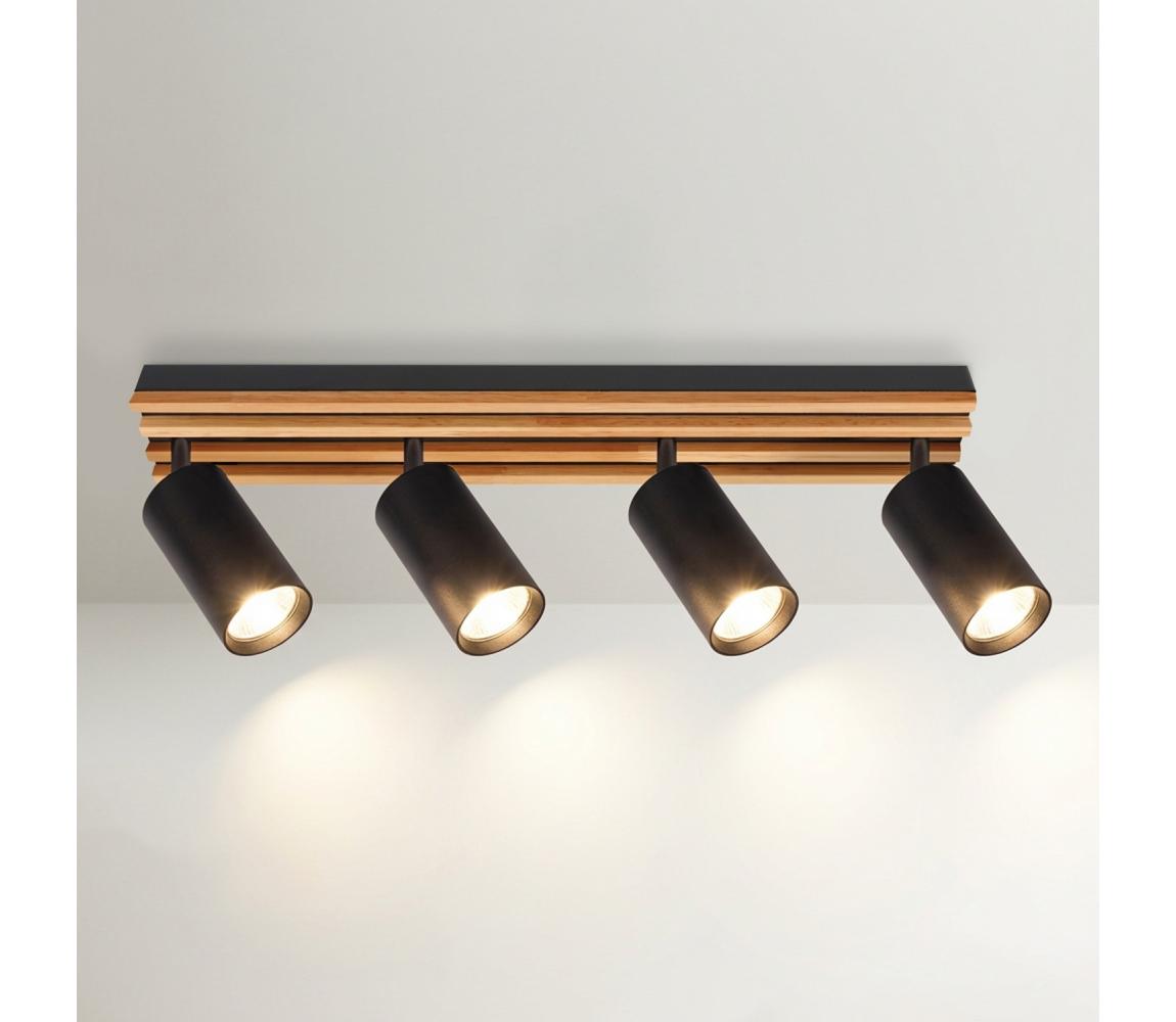 Brilagi Bodové svietidlo SELE WOOD 4xGU10/30W/230V čierna/drevo WO-OEM-25CF-B04-BK