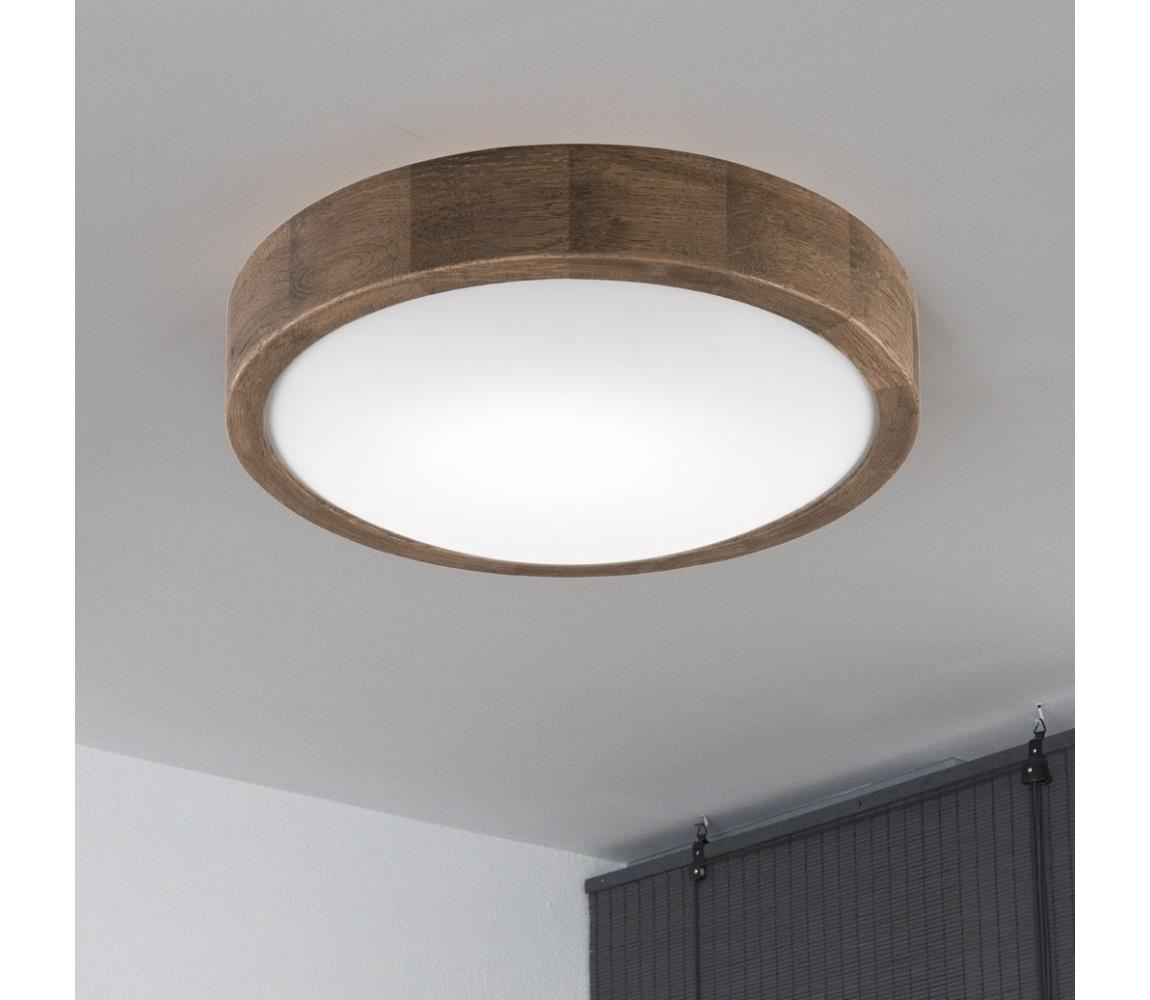 Brilagi Brilagi – LED RGBW stmievateľné stropné svietidlo CARVALHO SLIM 1×E27/15W/230V Wi‑Fi v dekore dub, priemer 27 cm BG0854+AI1798