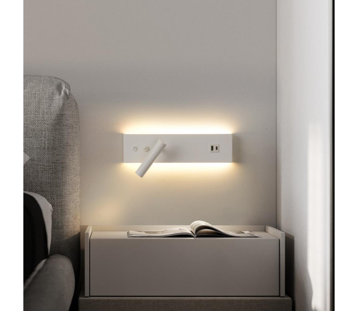 Brilagi LED Nástenné bodové svietidlo s USB portom NOCTIS LED/3W/230V+LED/9W biela BRI300