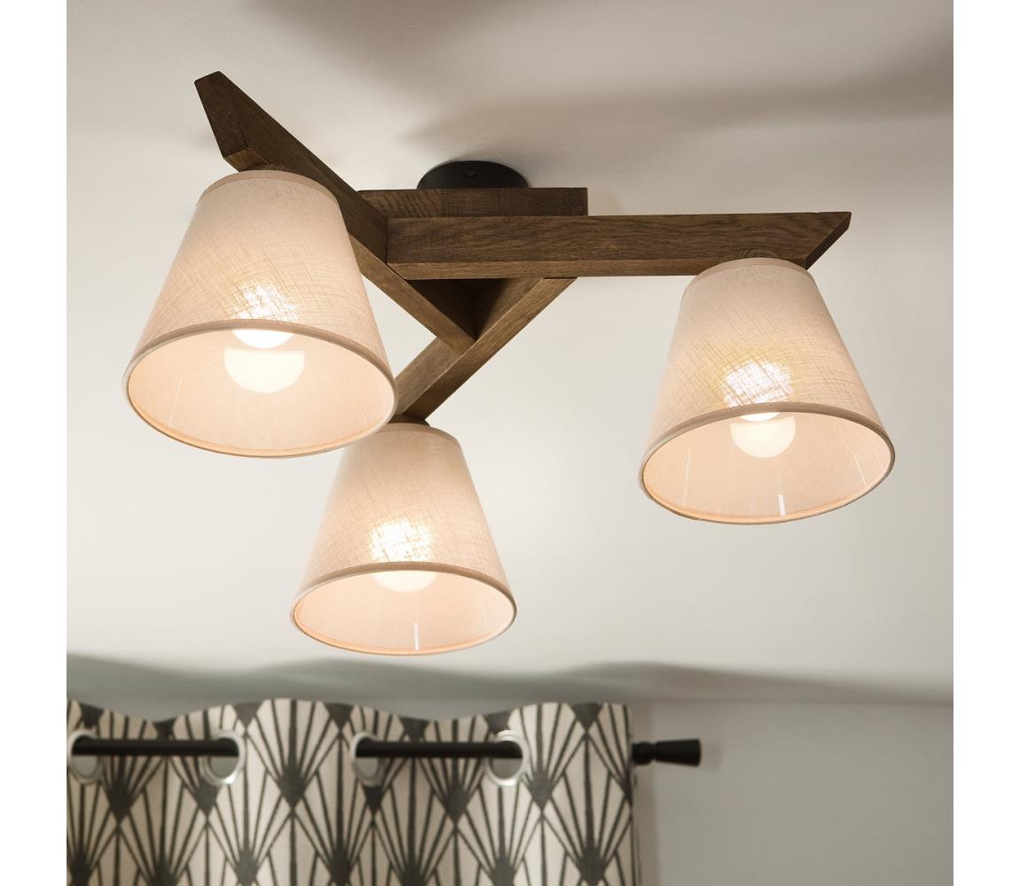 Brilagi LED prisadený luster ANTHONY 3xE14/40W/230V dub orech/béžová. 8590828610656