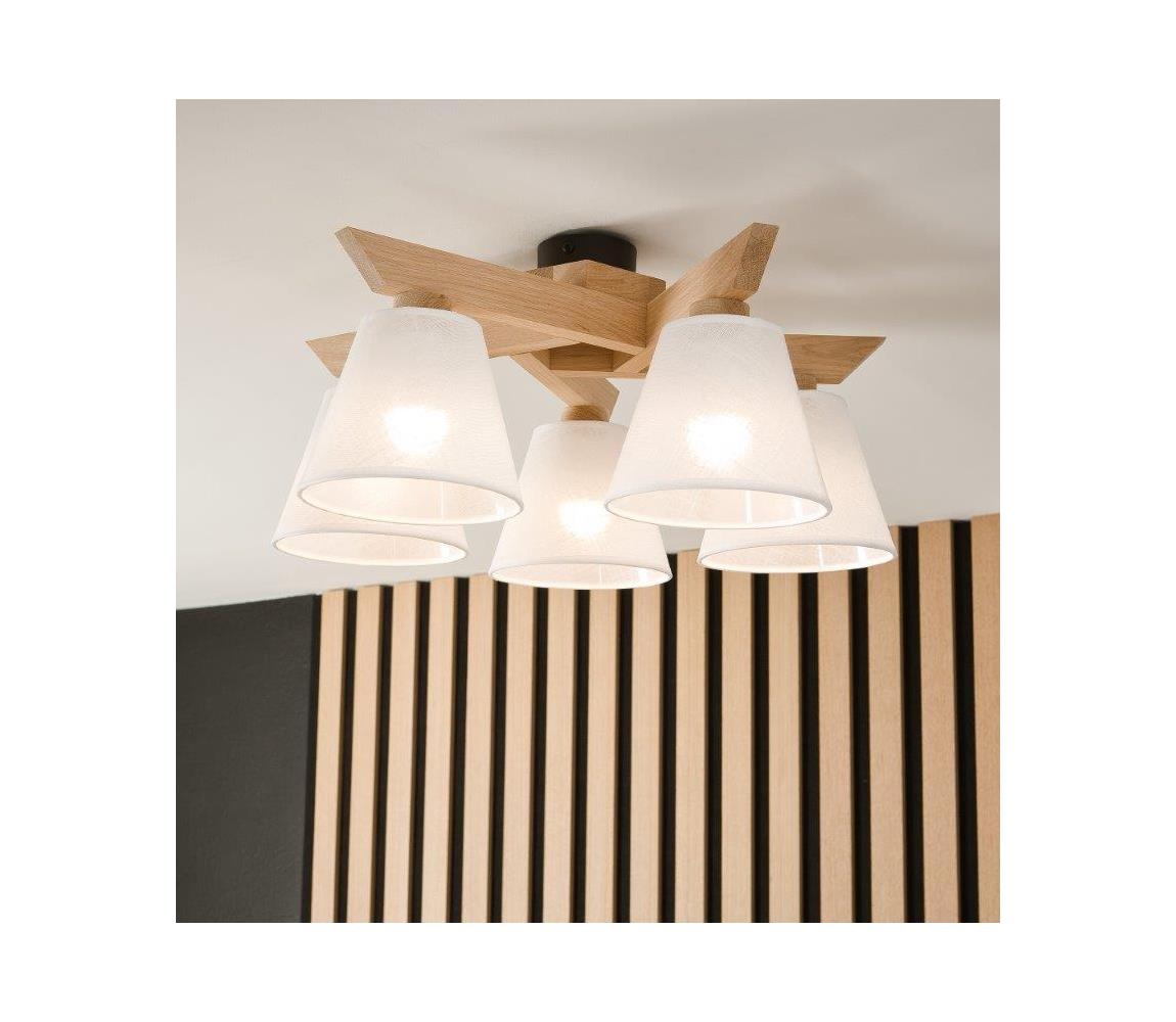 Brilagi LED  Prisadený luster ANTHONY 5xE14/40W/230V dub/biela 8590828610748