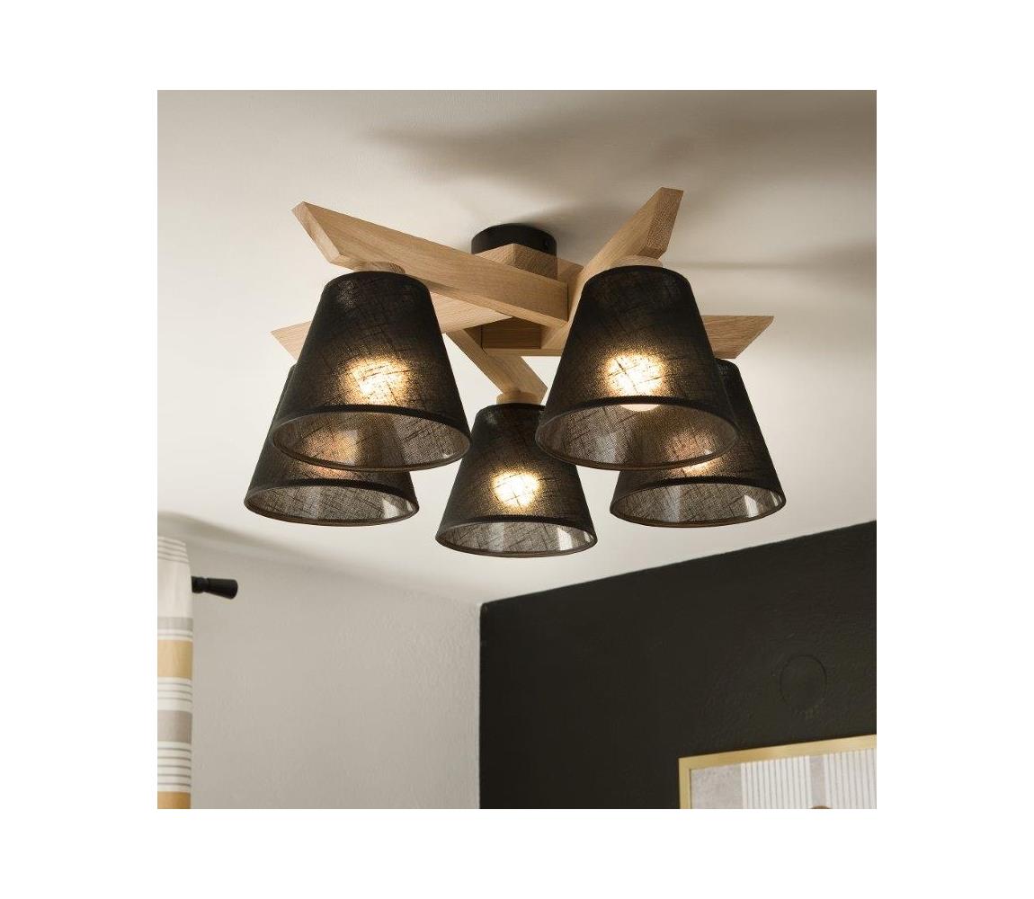 Brilagi LED  Prisadený luster ANTHONY 5xE14/40W/230V dub/čierna 8590828610779