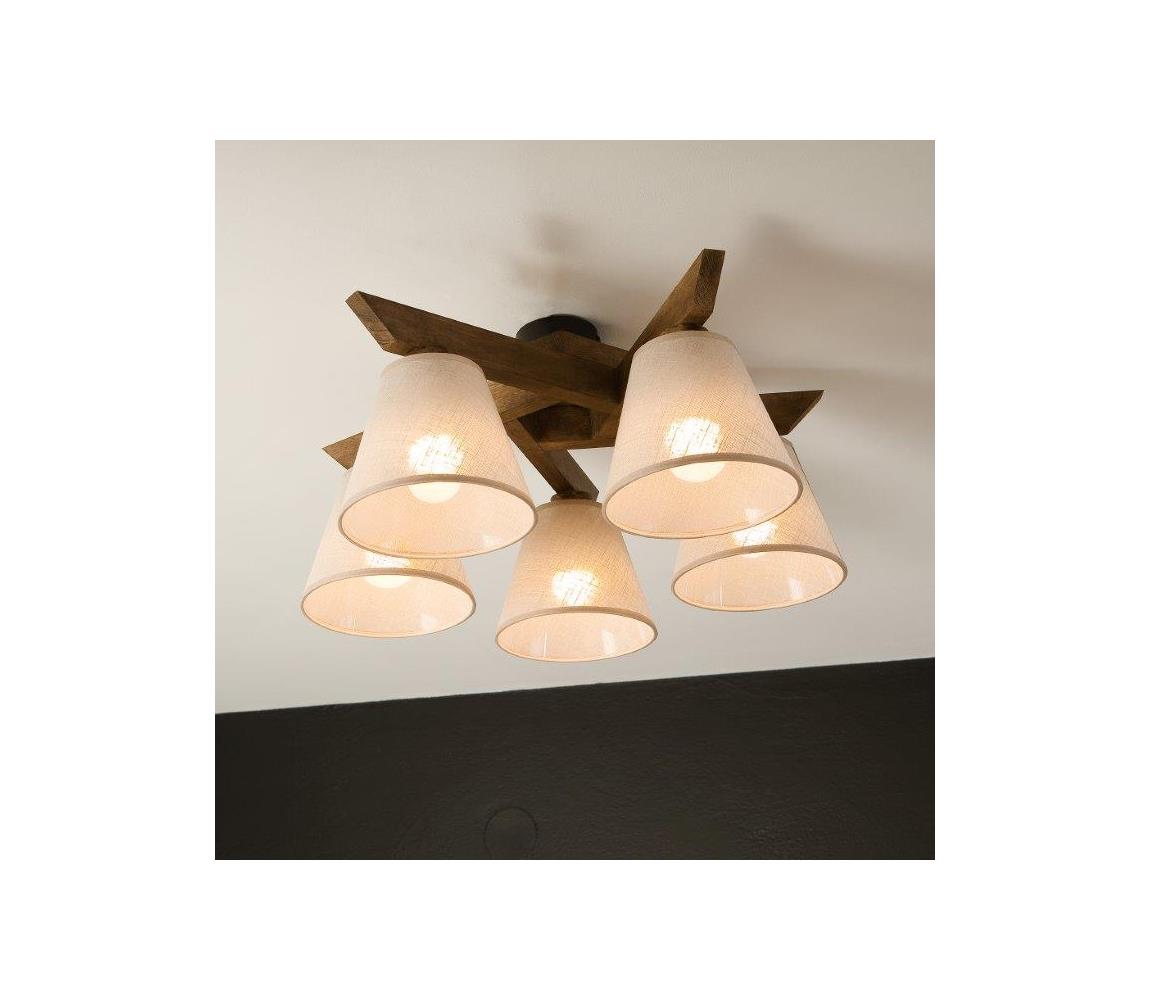 Brilagi LED  Prisadený luster ANTHONY 5xE14/40W/230V dub orech/béžová 8590828610793