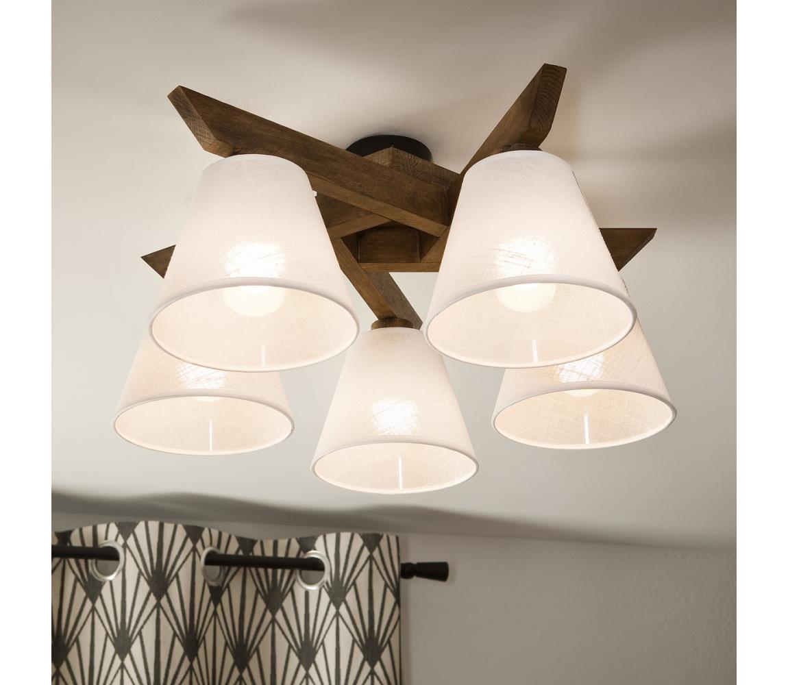 Brilagi LED  Prisadený luster ANTHONY 5xE14/40W/230V dub orech/biela 8590828610786