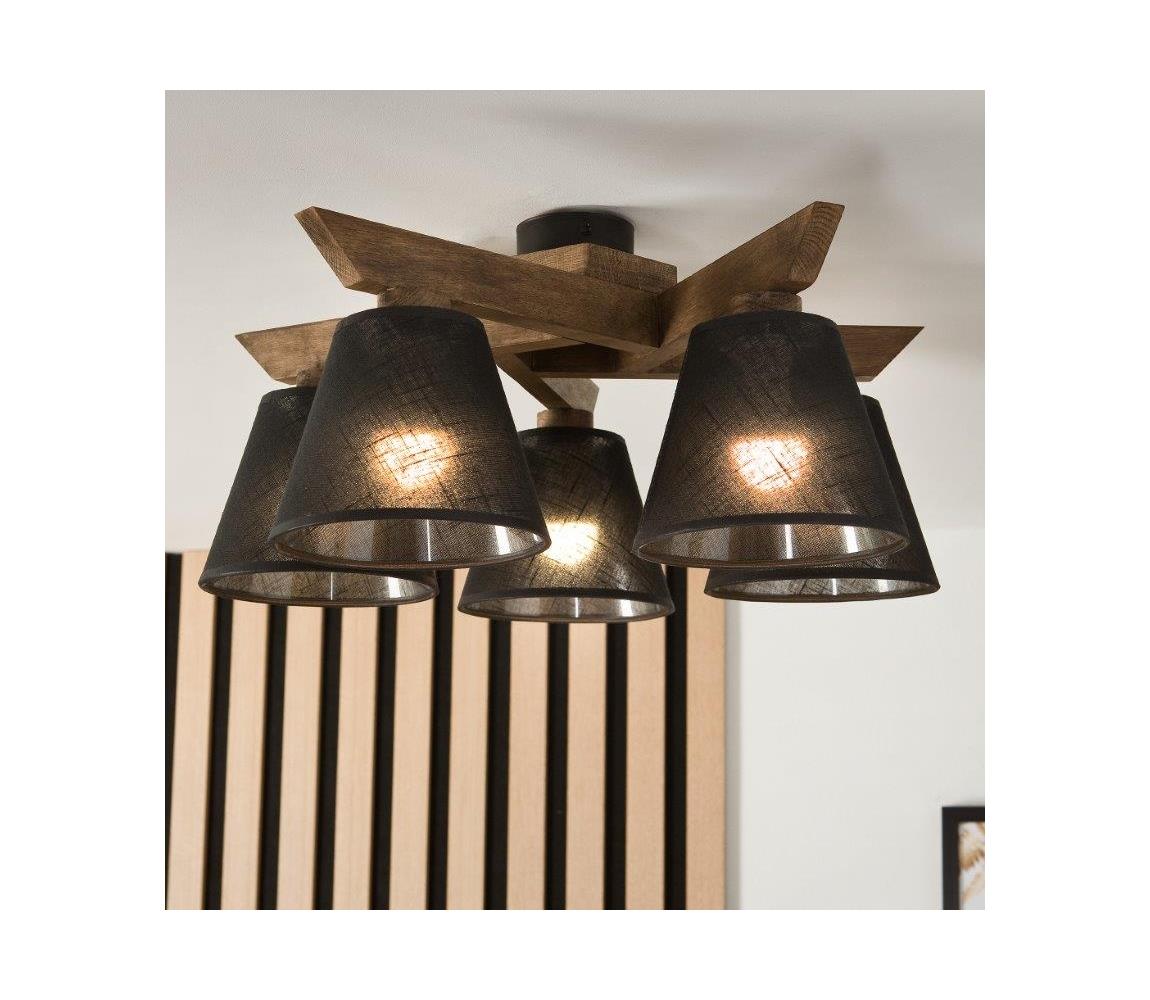 Brilagi LED  Prisadený luster ANTHONY 5xE14/40W/230V dub orech/čierna 8590828610816