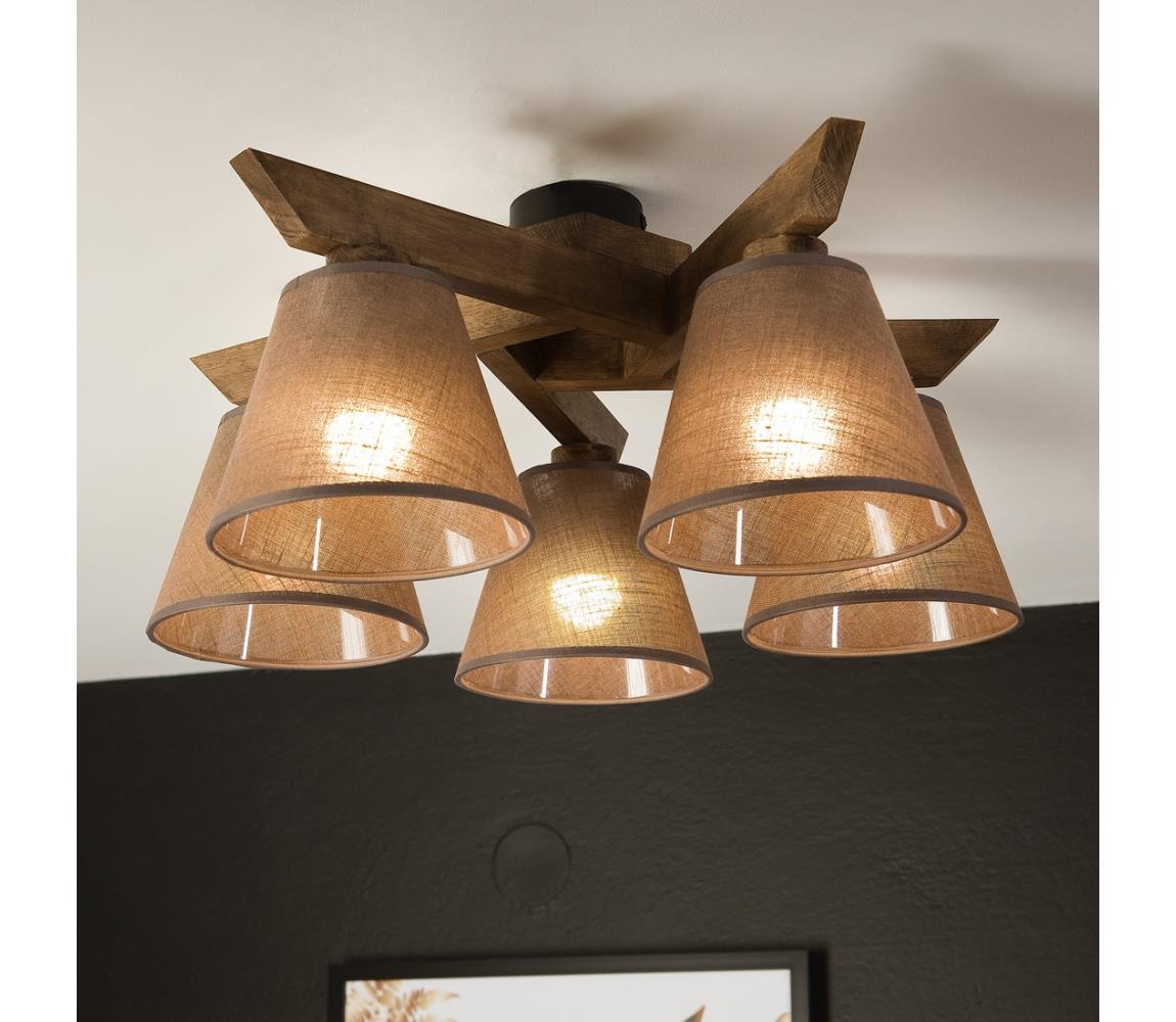 Brilagi LED  Prisadený luster ANTHONY 5xE14/40W/230V dub orech/hnedá 8590828610809