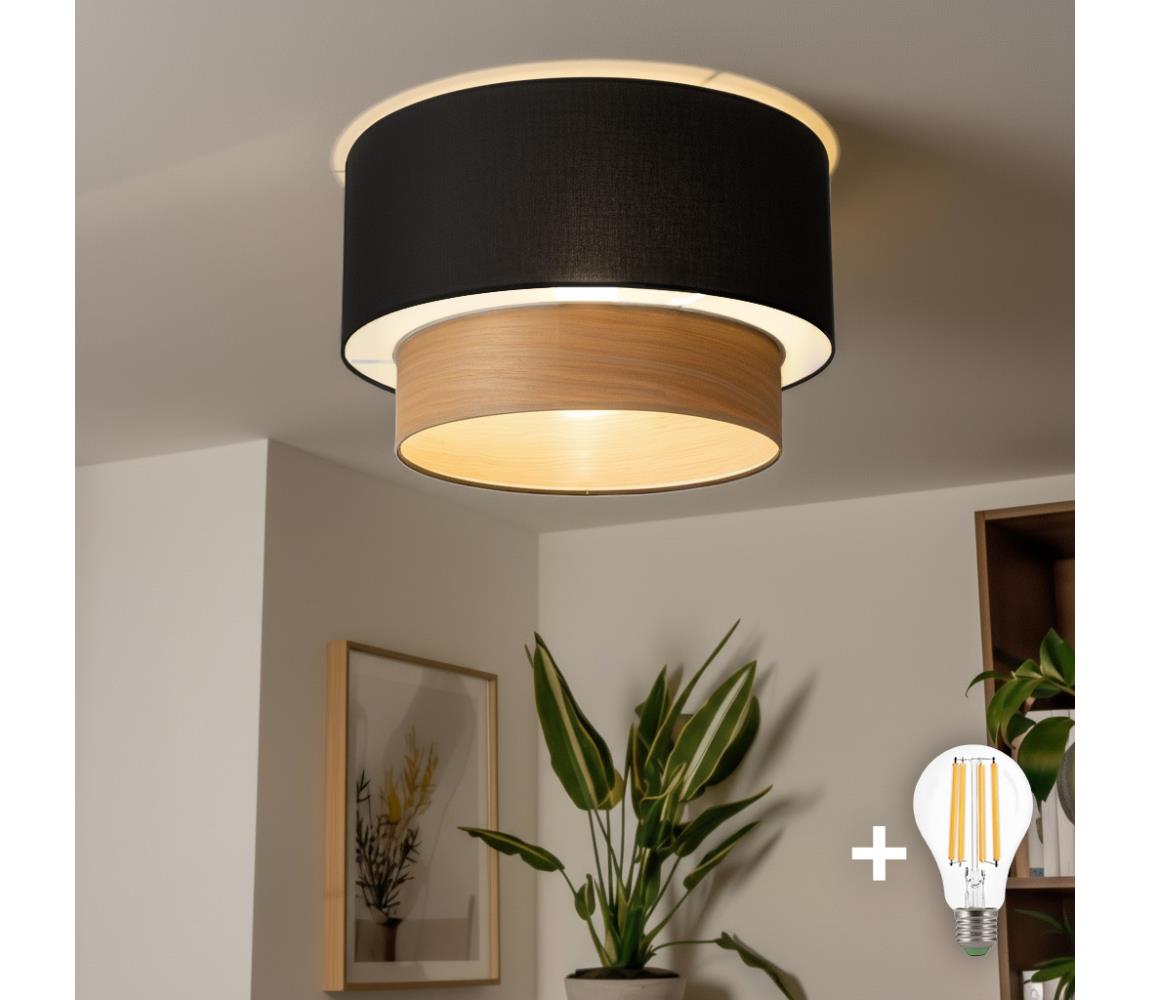 Brilagi LED Prisadený luster CERIA 1xE27/40W/230V pr. 50 cm čierna/béžová EG300175+EG781091