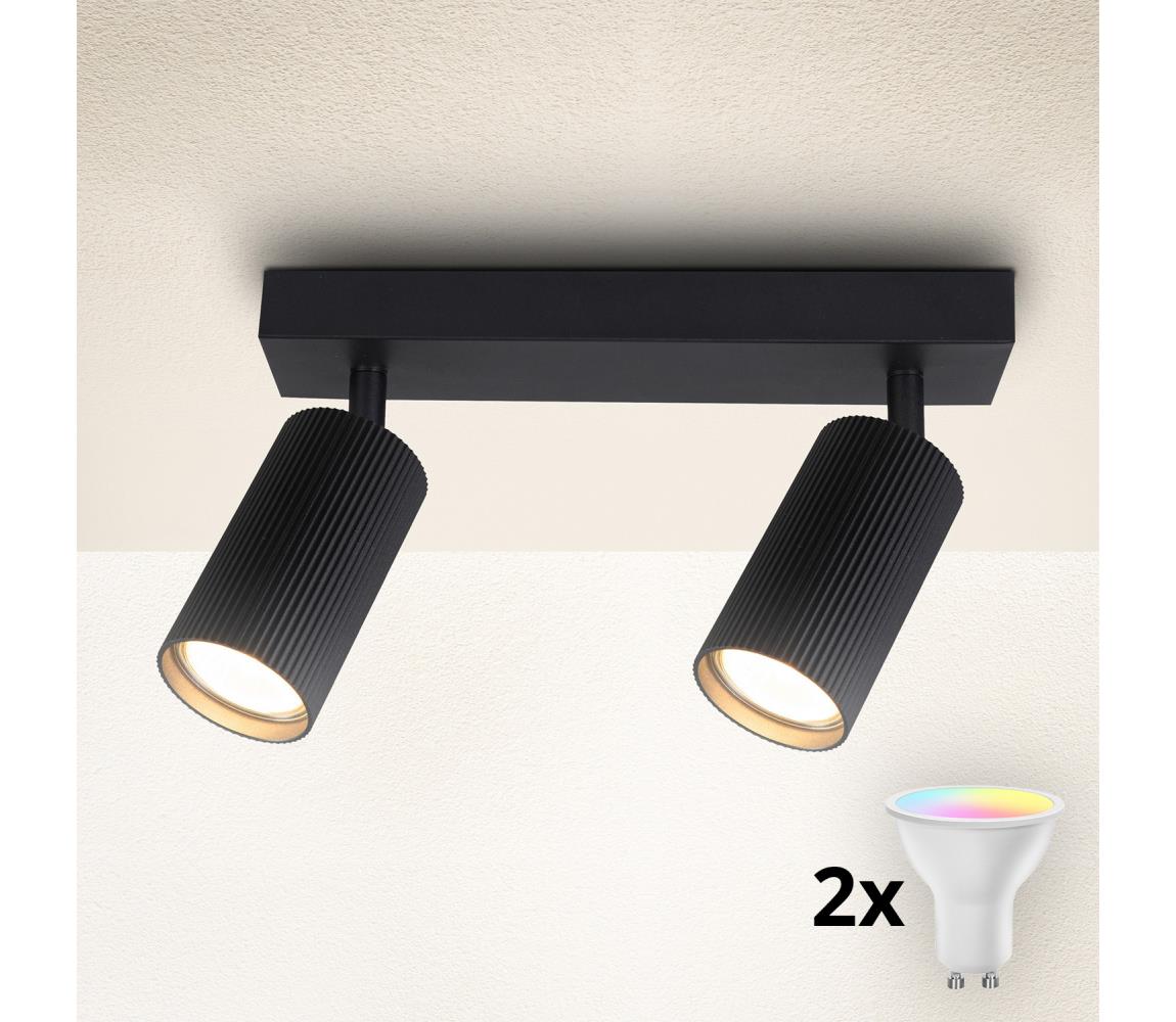 Brilagi LED RGBW stlmiteľné bodové svietidlo SELE MODERN 2xGU10/6,5W/230V Wi-Fi čierne BG2866+AI2296