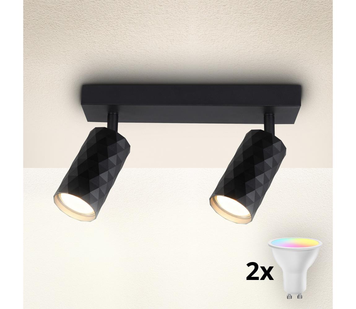 Brilagi LED RGBW stmievateľné bodové svietidlo SELE DIAMANT 2xGU10/6,5W/230V Wi-Fi čierna BG2853+AI2296