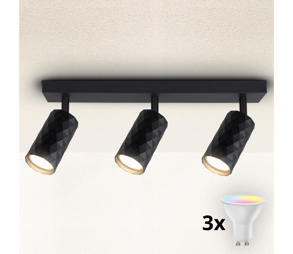 Brilagi LED RGBW stmievateľné bodové svietidlo SELE DIAMANT 3xGU10/6,5W/230V Wi-Fi čierne BG2855+3xAI0414