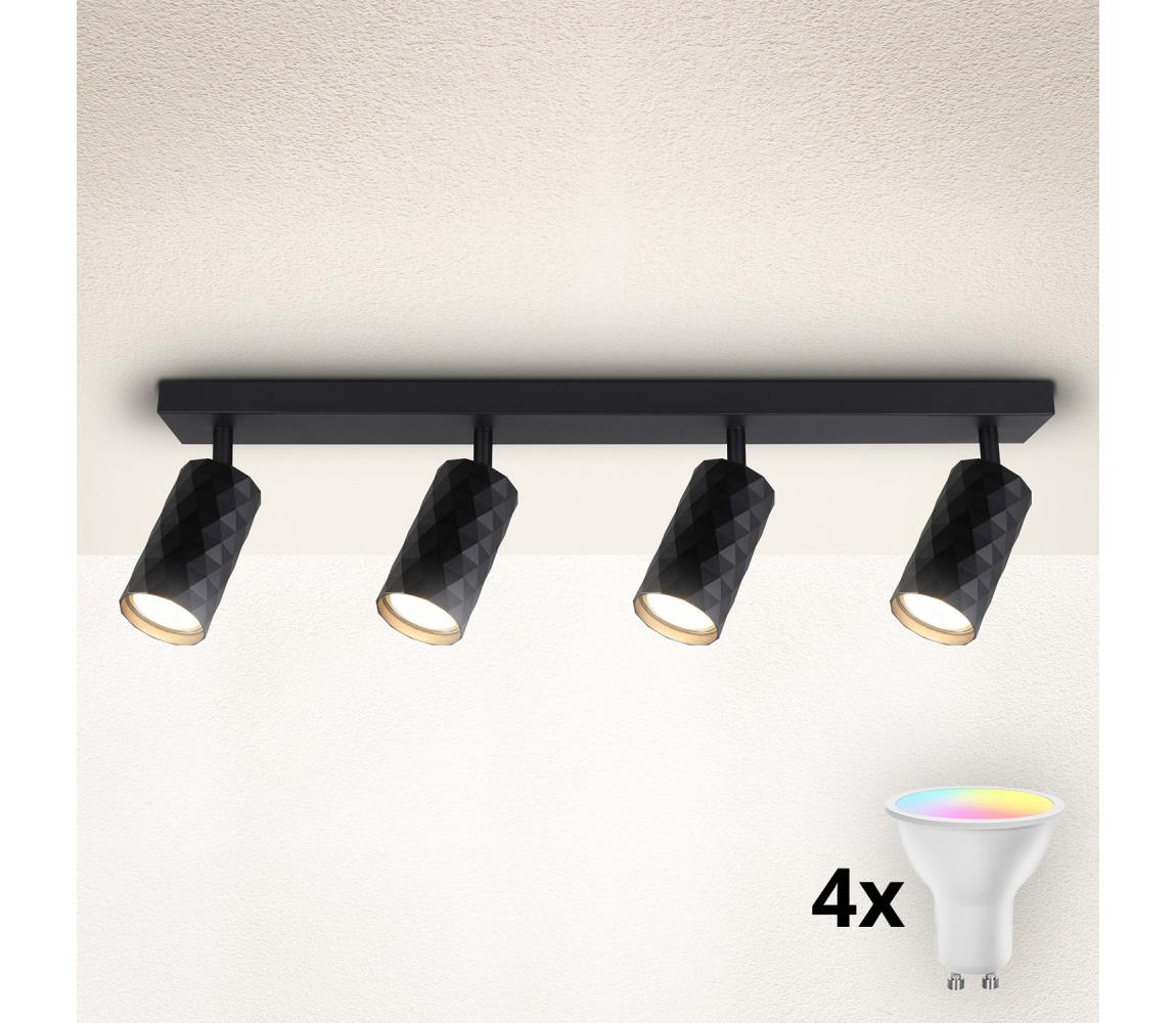 Brilagi LED RGBW stmievateľné bodové svietidlo SELE DIAMANT 4xGU10/6,5W/230V Wi-Fi čierne BG2858+2xAI2296