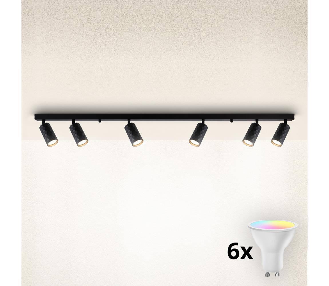 Brilagi LED RGBW stmievateľné bodové svietidlo SELE DIAMANT 6xGU10/6,5W/230V Wi-Fi čierne BG2861+AI2320