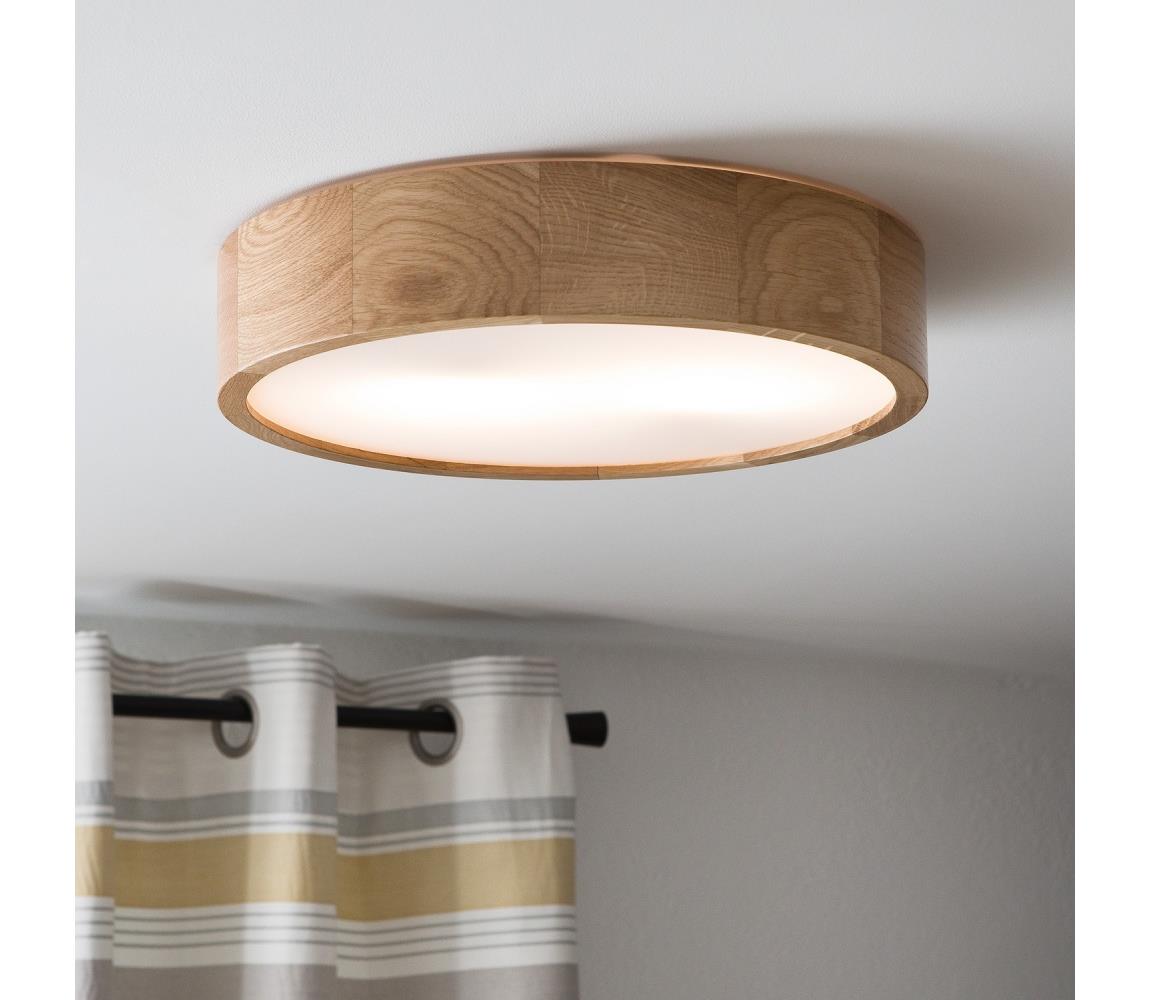 Brilagi LED RGBW stmievateľné stropné svietidlo CARVALHO, 2×E27 / 15 W / 230 V, Wi‑Fi, dub, priemer 37,5 cm BG0737+2xAI1798