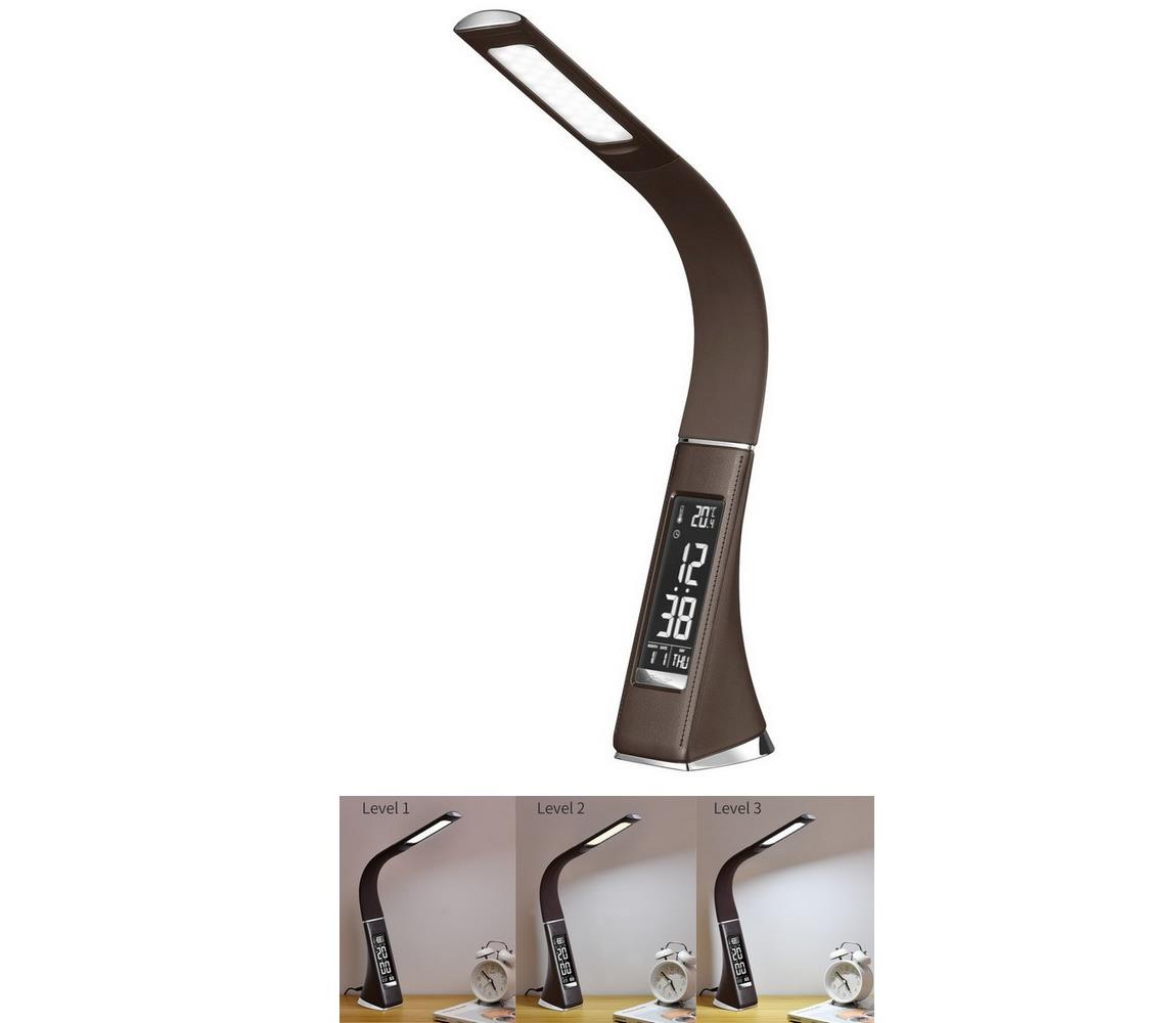 Brilagi LED Stmievateľná stolná lampa s displejom PELLE LED/7W/230V hnedá