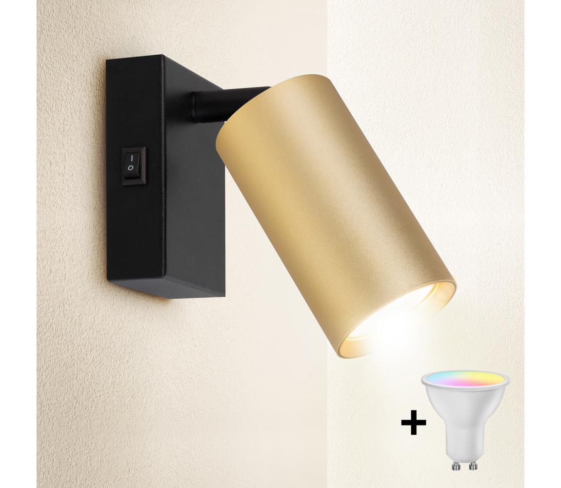 Brilagi LED stmievateľné nástenné bodové svietidlo SELE 1xGU10/6,5W/230V čierna/zlatá BG1375+AI0589