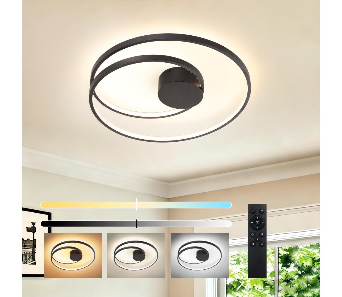 Brilagi LED stmievateľné stropné svietidlo TWISTER LED/48W/230V pr. 50 cm čierna + diaľkové ovládanie BRI488