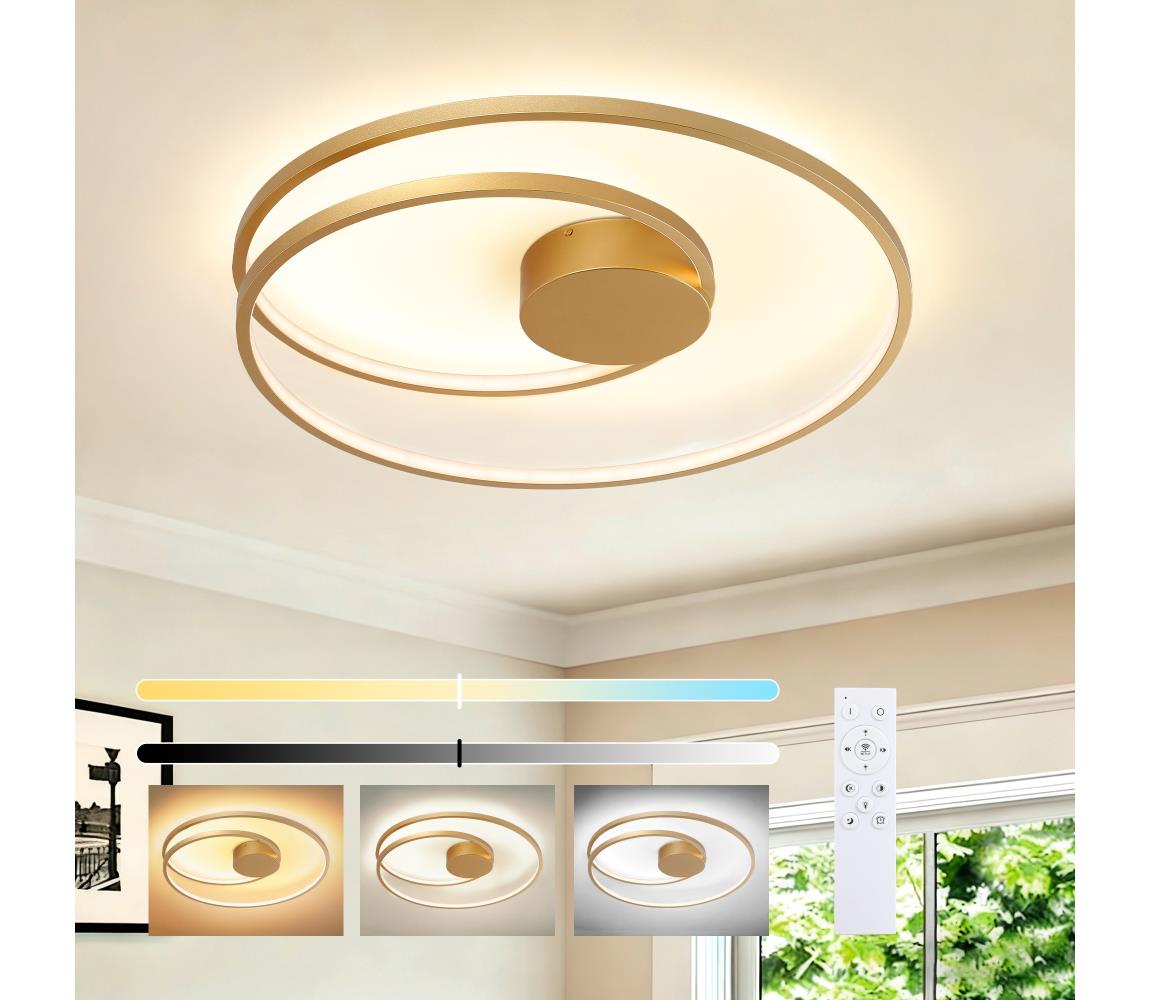 Brilagi LED stmievateľné stropné svietidlo TWISTER LED/75W/230V pr. 70 cm zlaté + diaľkové ovládanie BRI495