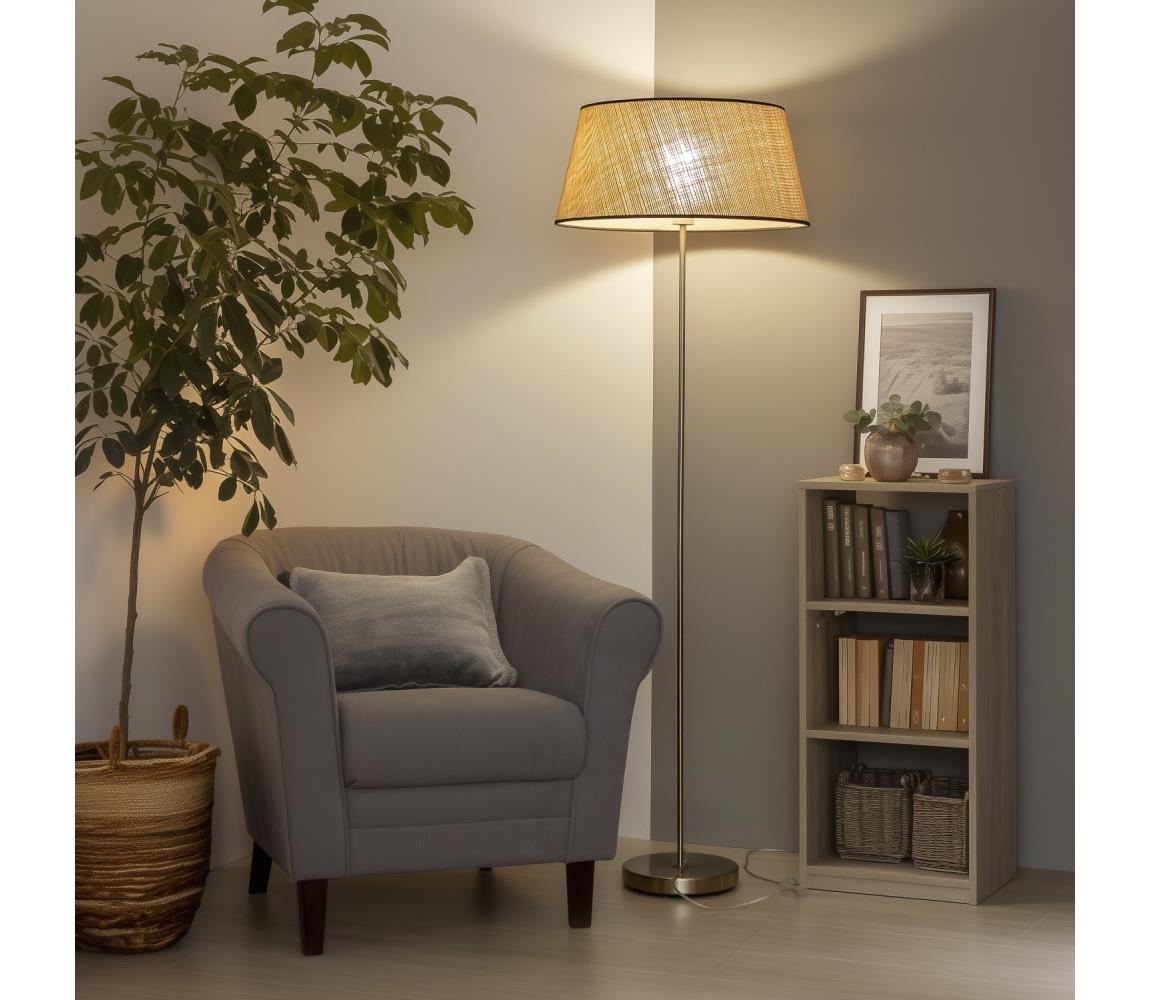 Brilagi LED stojaca lampa CERIA 1xE27/40W/230V pr. 50 cm béžová/matný chróm EG300183+EG781084