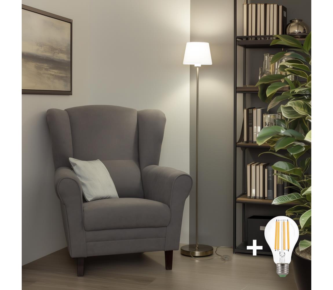 Brilagi LED stojacia lampa CERIA 1xE27/40W/230V pr. 20,5 cm biela/matný chróm EG300183+EG781029