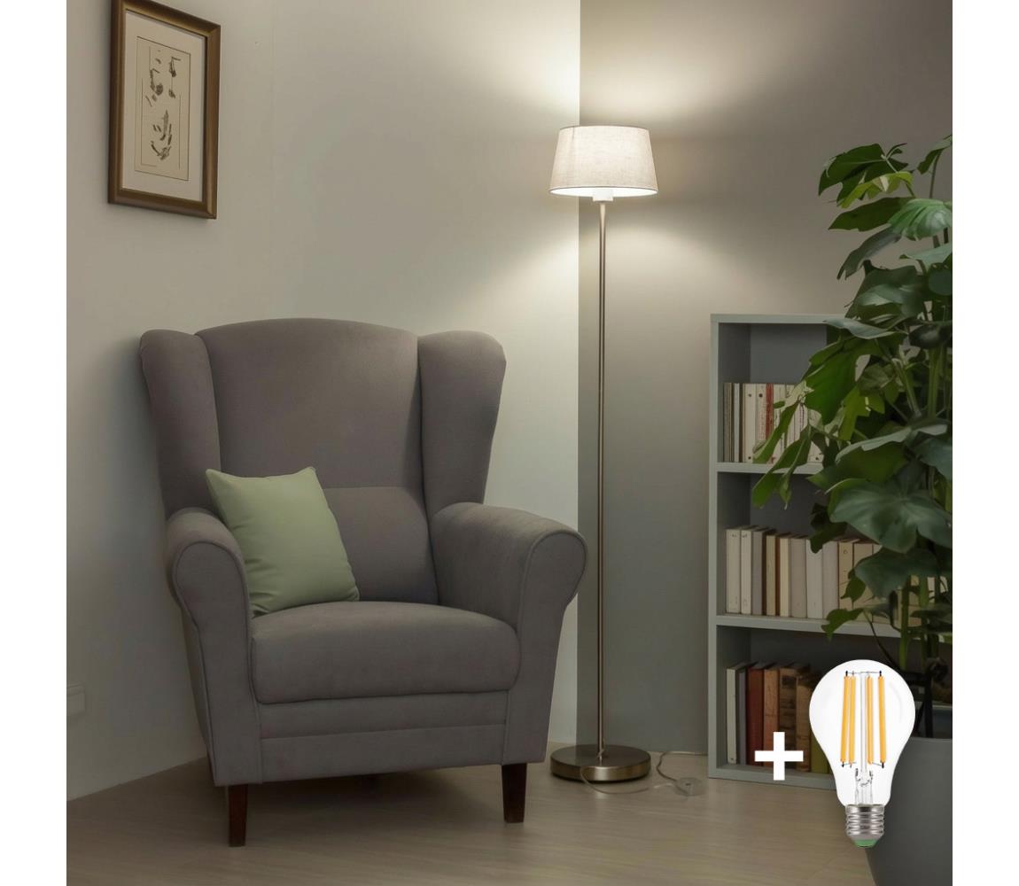 Brilagi LED stojacia lampa CERIA 1xE27/40W/230V pr. 30 cm biela/matný chróm EG300183+EG781035