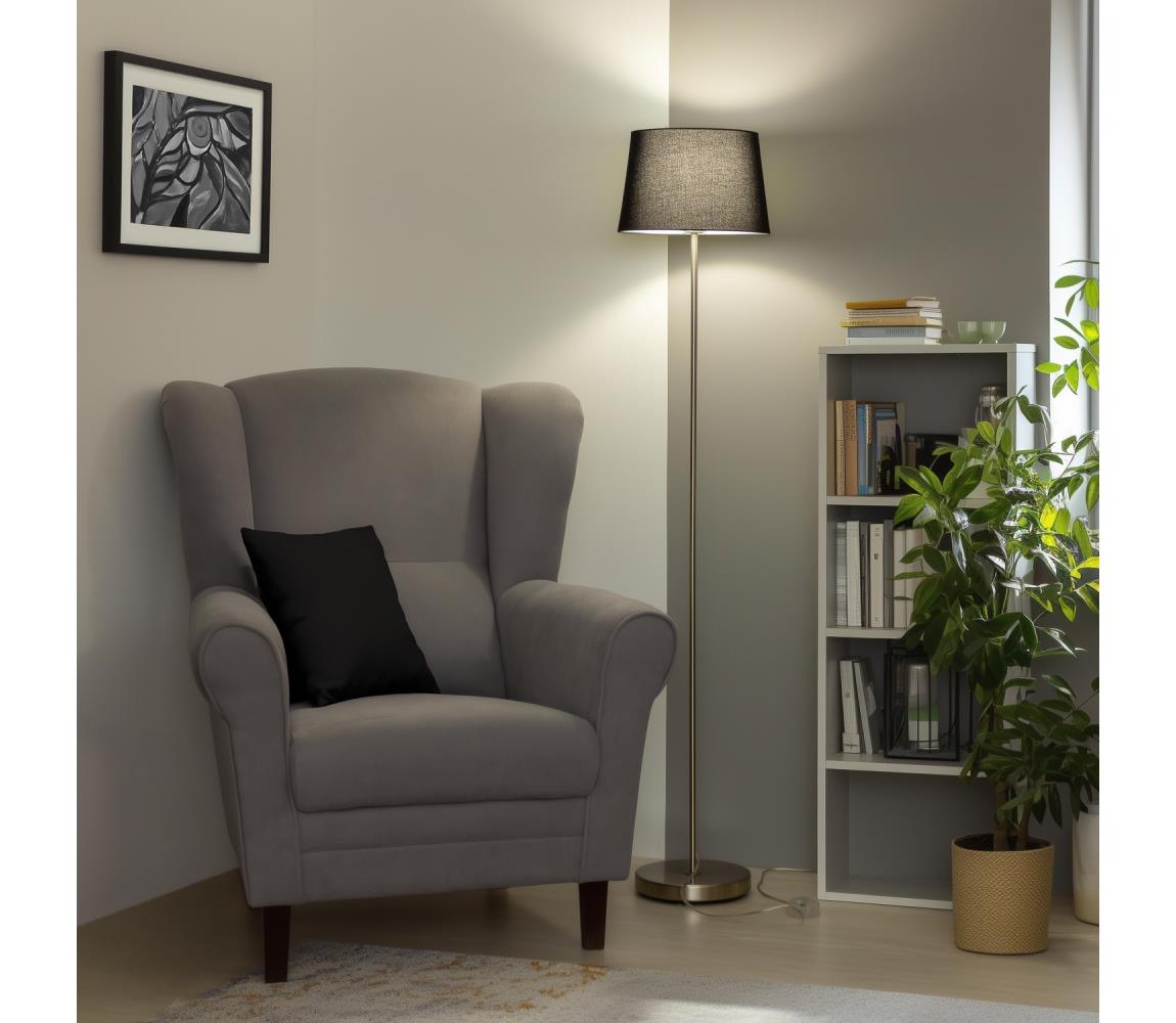 Brilagi LED Stojacia lampa CERIA 1xE27/40W/230V pr. 30 cm čierna/matný chróm EG300183+EG781038