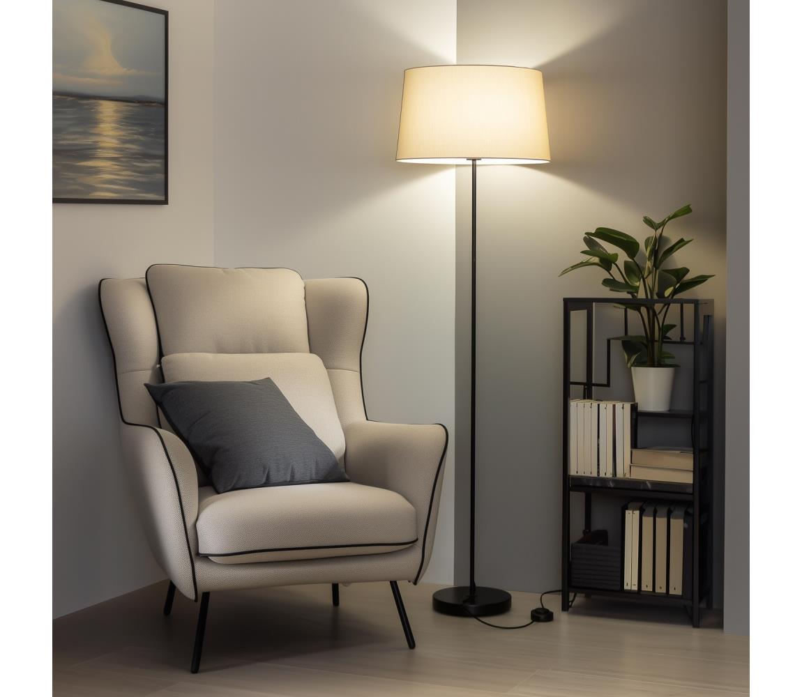 Brilagi LED stojacia lampa CERIA 1xE27/40W/230V pr. 45 cm béžová/čierna EG300181+EG781043