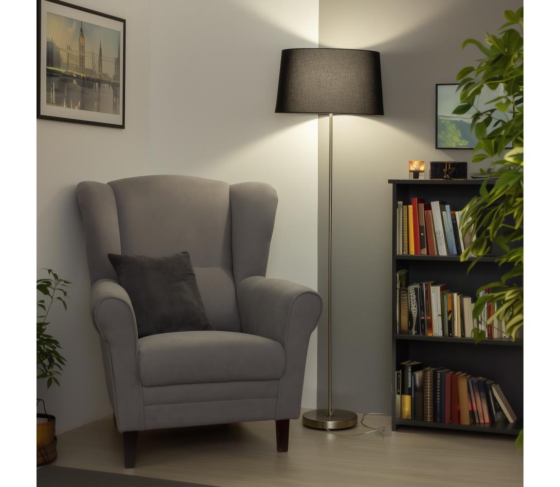 Brilagi LED stojacia lampa CERIA 1xE27/40W/230V pr. 45 cm čierna/matný chróm EG300183+EG781044