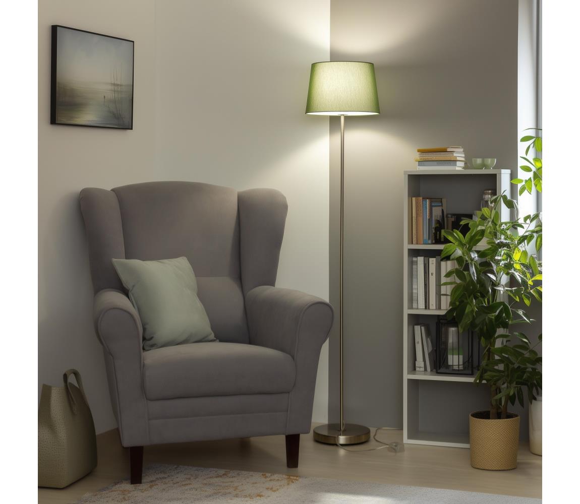 Brilagi LED stojacia lampa CERIA 1xE27/40W/230V, priemer 30 cm, zelená/matný chróm EG300183+EG781039
