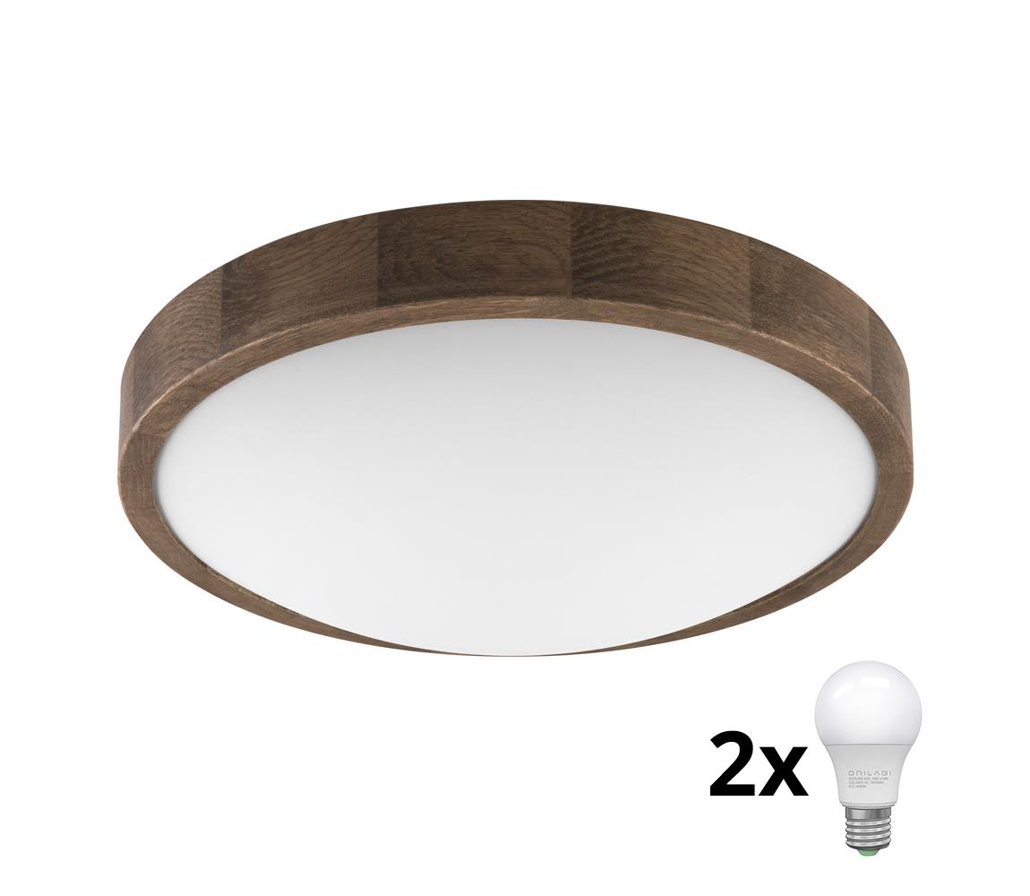Brilagi LED Stropné svietidlo CARVALHO SLIM 2xE27/60W/230V dub orech pr. 37 cm