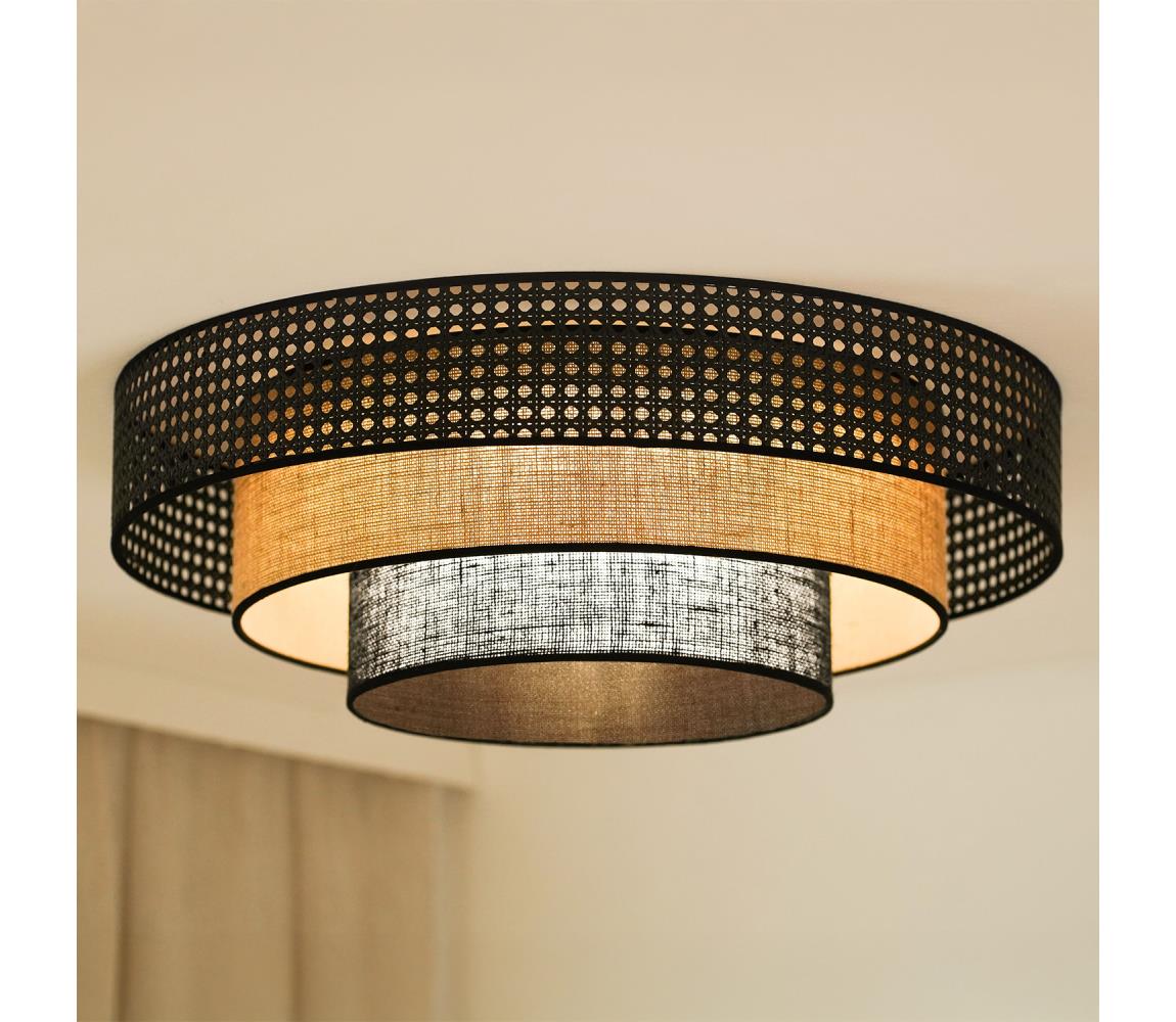 Brilagi LED Stropné svietidlo DAKOTA LUNETA LED/12W/230V pr. 60 cm čierna/ratan