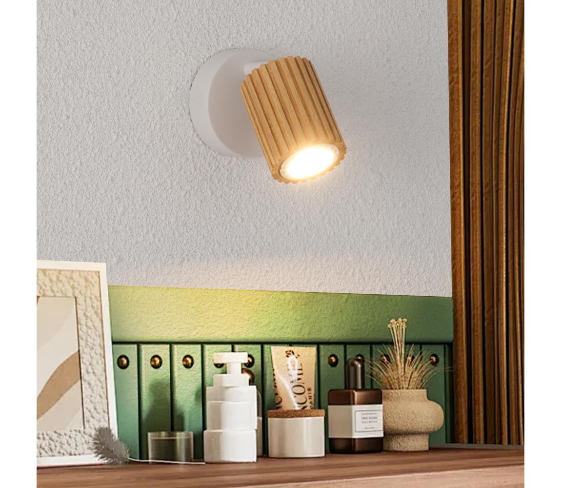 Brilagi Nástenné bodové svietidlo MODERN WOOD 1xGU10/8W/230V kaučukovník/biela BRI380