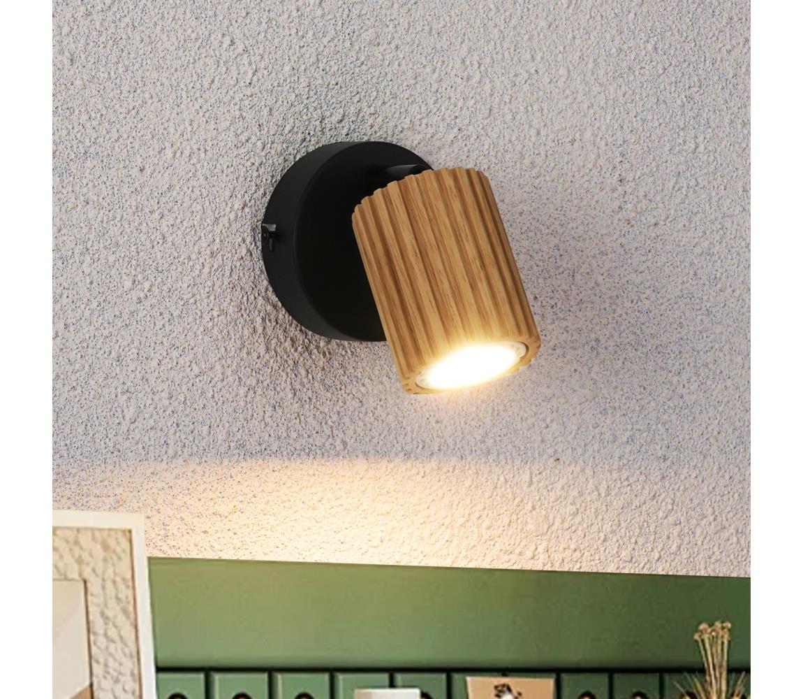 Brilagi Nástenné bodové svietidlo MODERN WOOD 1xGU10/8W/230V kaučukovník/čierna BRI372