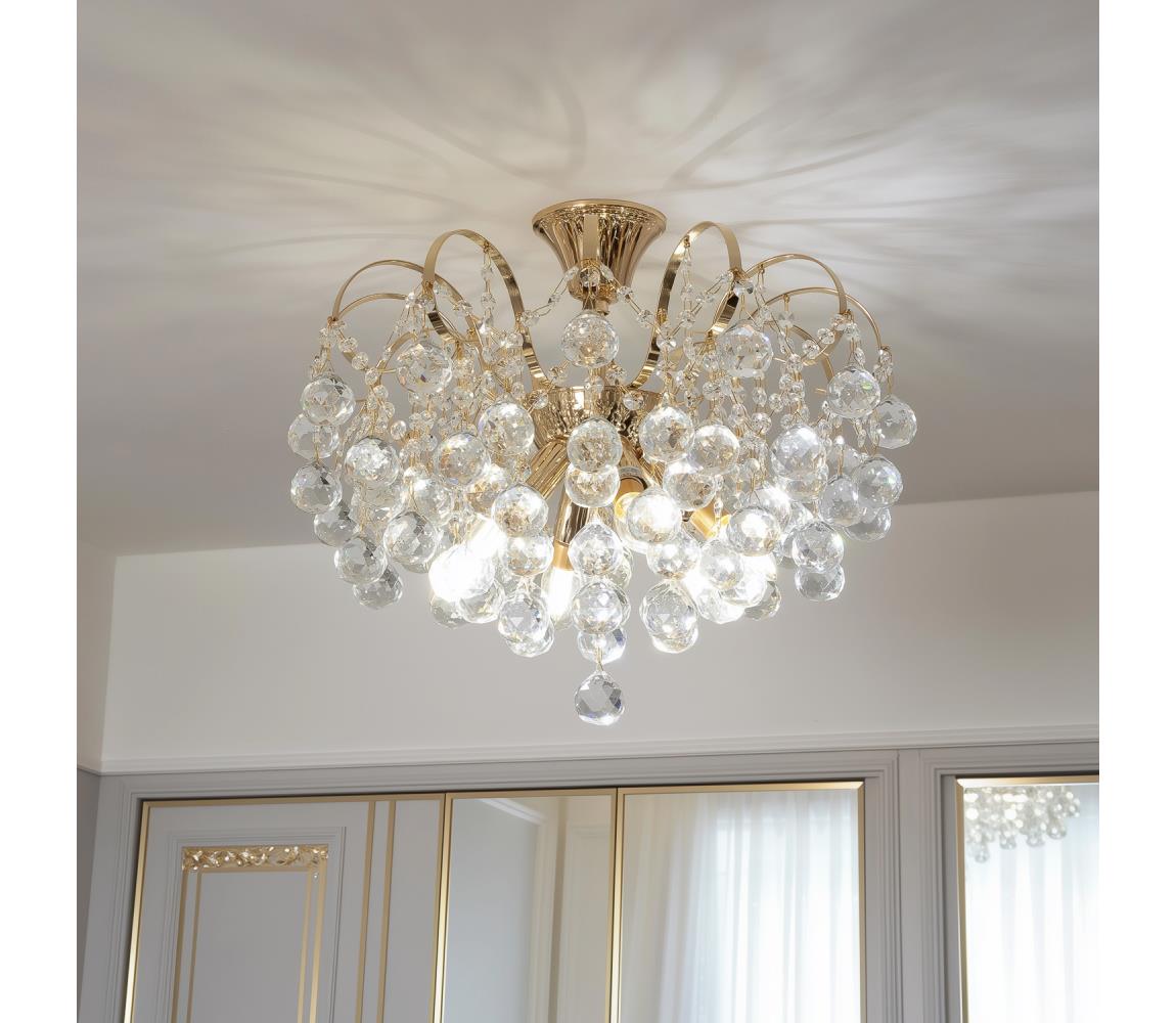 Brilagi Prisadený luster CRYSTAL 6xE14/60W/230V zlatá BG71303