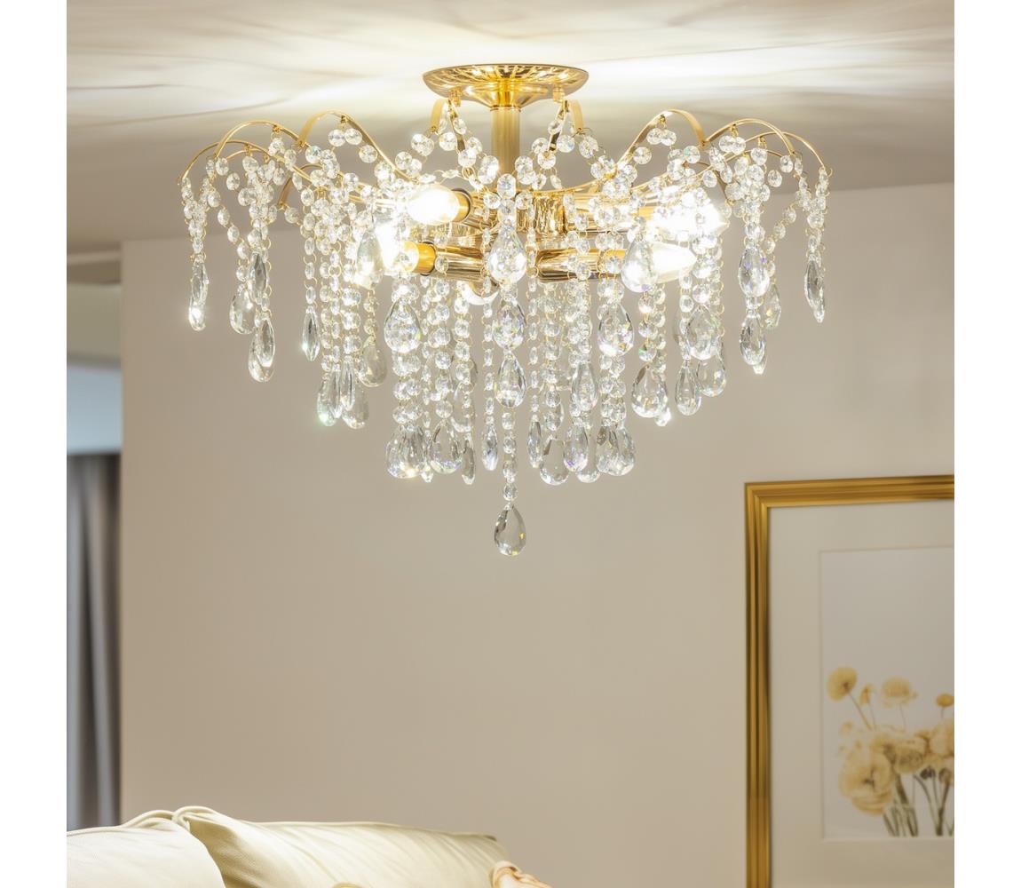 Brilagi Prisadený luster CRYSTAL 6xE14/60W/230V zlatá BG71325