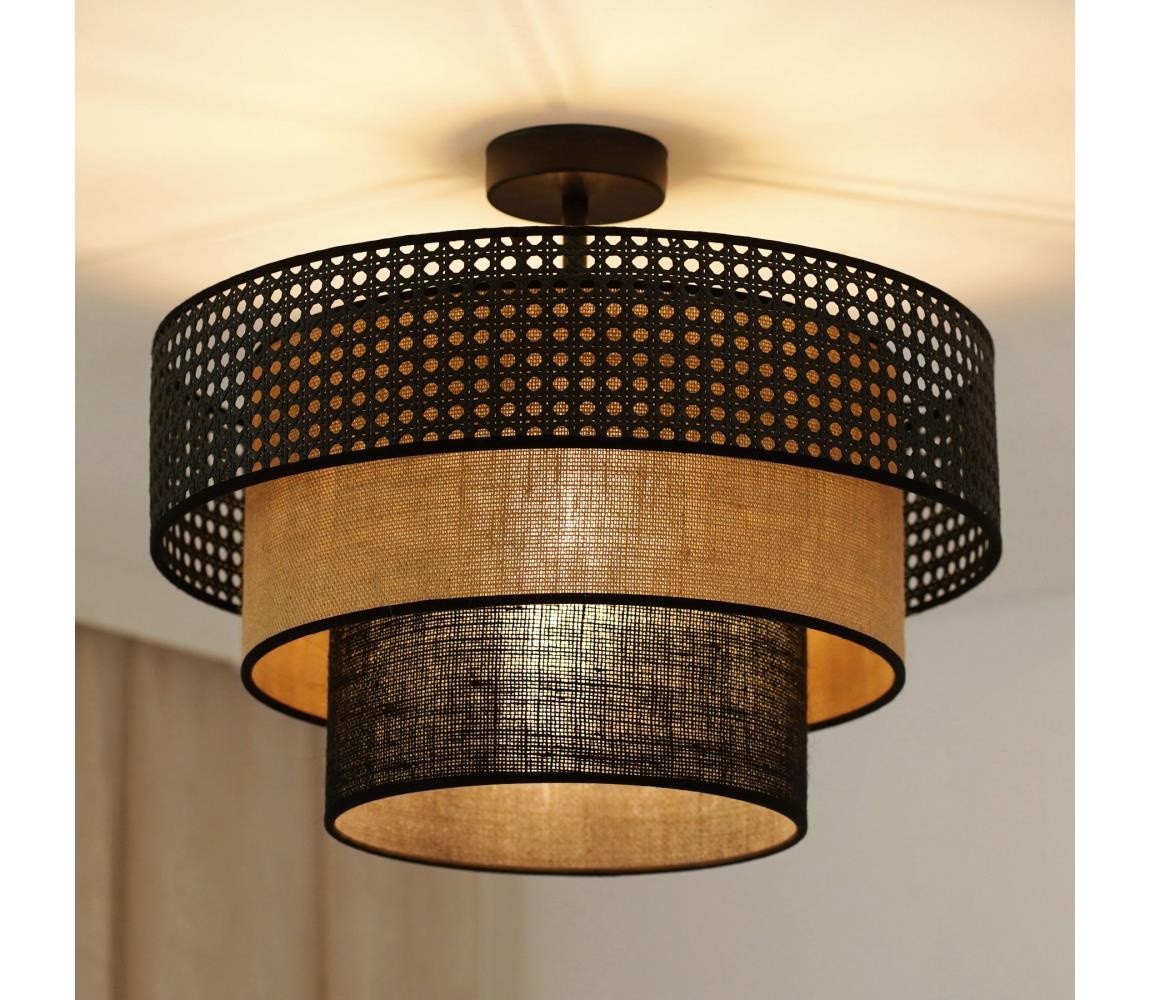 Brilagi Prisadený luster DAKOTA LUNETA 1xE27/15W/230V pr. 45 cm čierna/ratan 607834