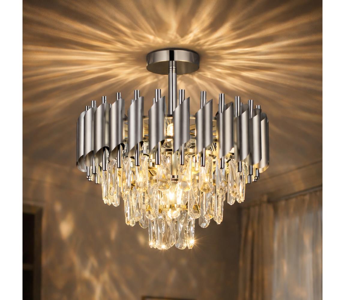 Brilagi Prisadený luster ECLIPSE 5xE14/10W/230V pr. 38 cm strieborný BG72453