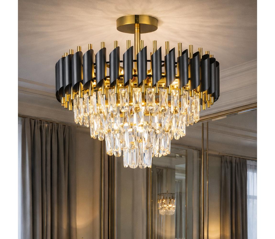 Brilagi Prisadený luster ECLIPSE 7xE14/10W/230V pr. 48 cm čierna/zlatá BG72455