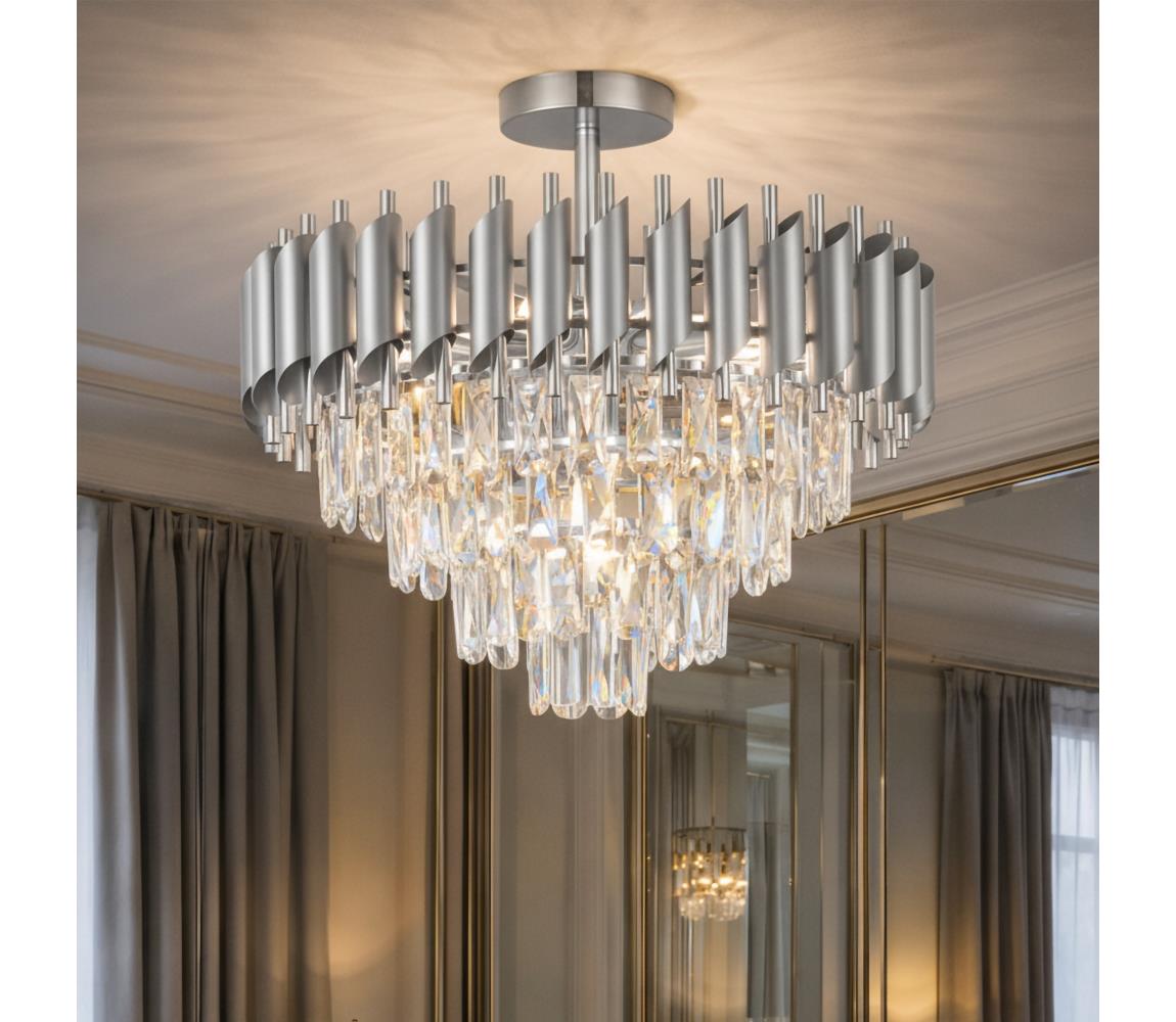 Brilagi Prisadený luster ECLIPSE 7xE14/10W/230V, priemer 48 cm, strieborný BG72456