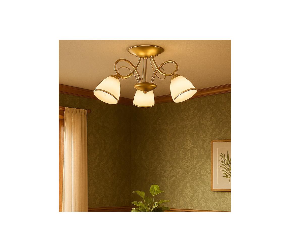 Brilagi Prisadený luster FRED 3xE27/60W/230V, priemer 59 cm, zlatý 63039