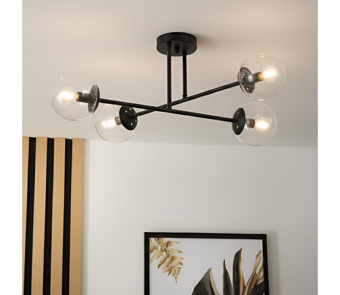 Brilagi Prisadený luster MALIVA 4xE14/15W/230V čierna/číra LM-4.220/CZARNY/TRANSPARENTNY