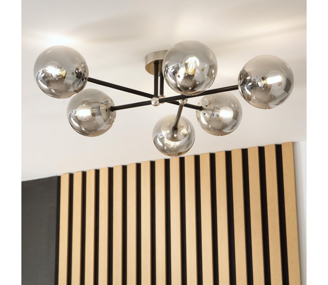 Brilagi Prisadený luster MALIVA 6xE14/15W/230V matný chróm/dymový LM-6.220/satyna-nikiel/E14